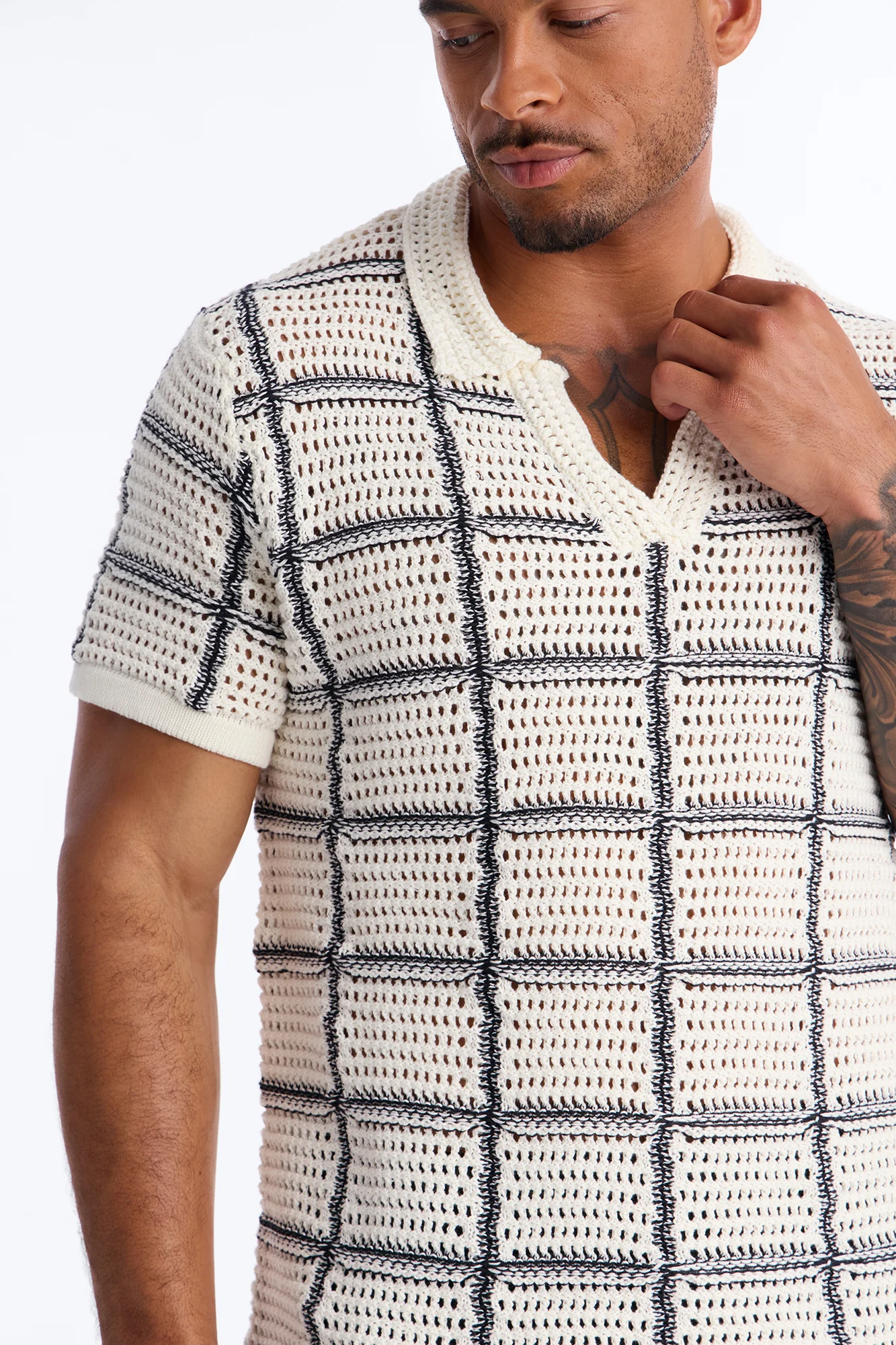 Cropped Crochet Carlton Johnny Polo - Cream - Image 3