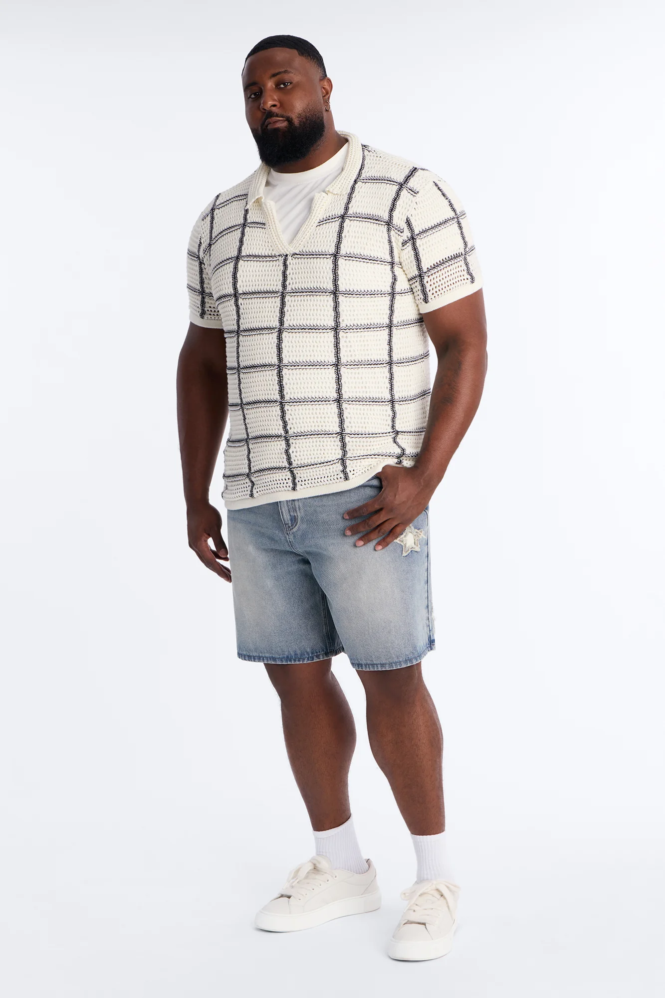 Cropped Crochet Carlton Johnny Polo - Cream - Image 6