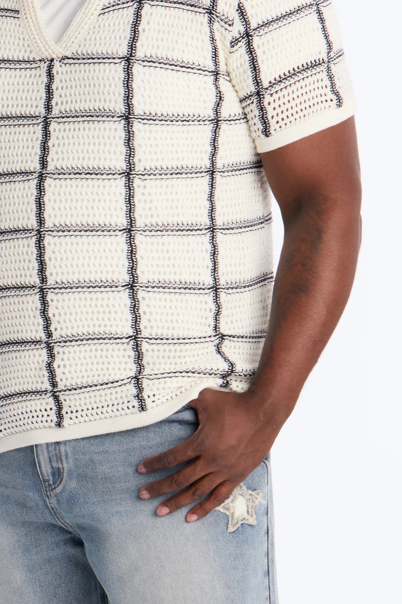 Cropped Crochet Carlton Johnny Polo - Cream - Image 7
