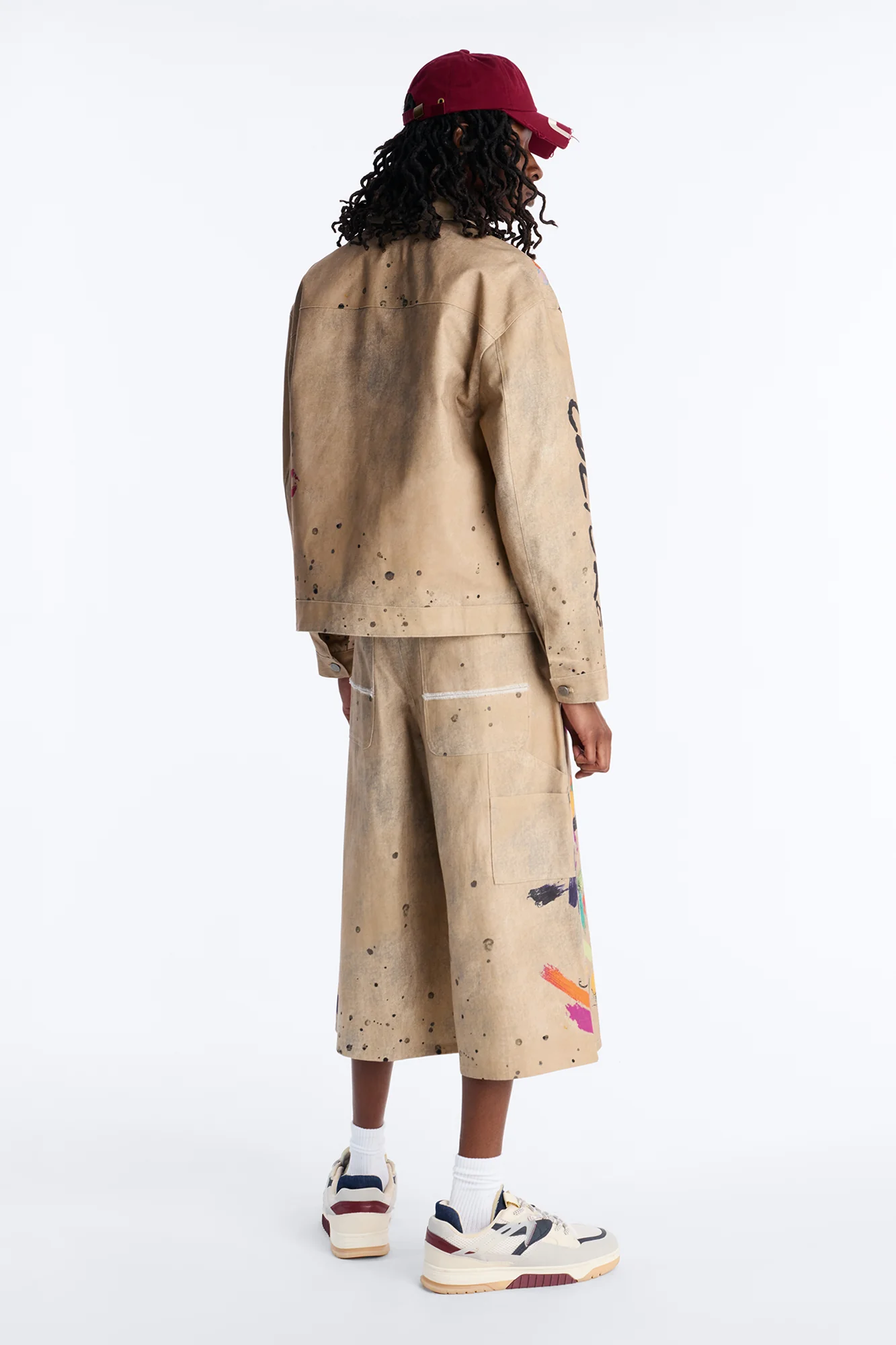 Cropped Culture Society Paint Splatter Boxy Work Jacket - Khaki - Image 5