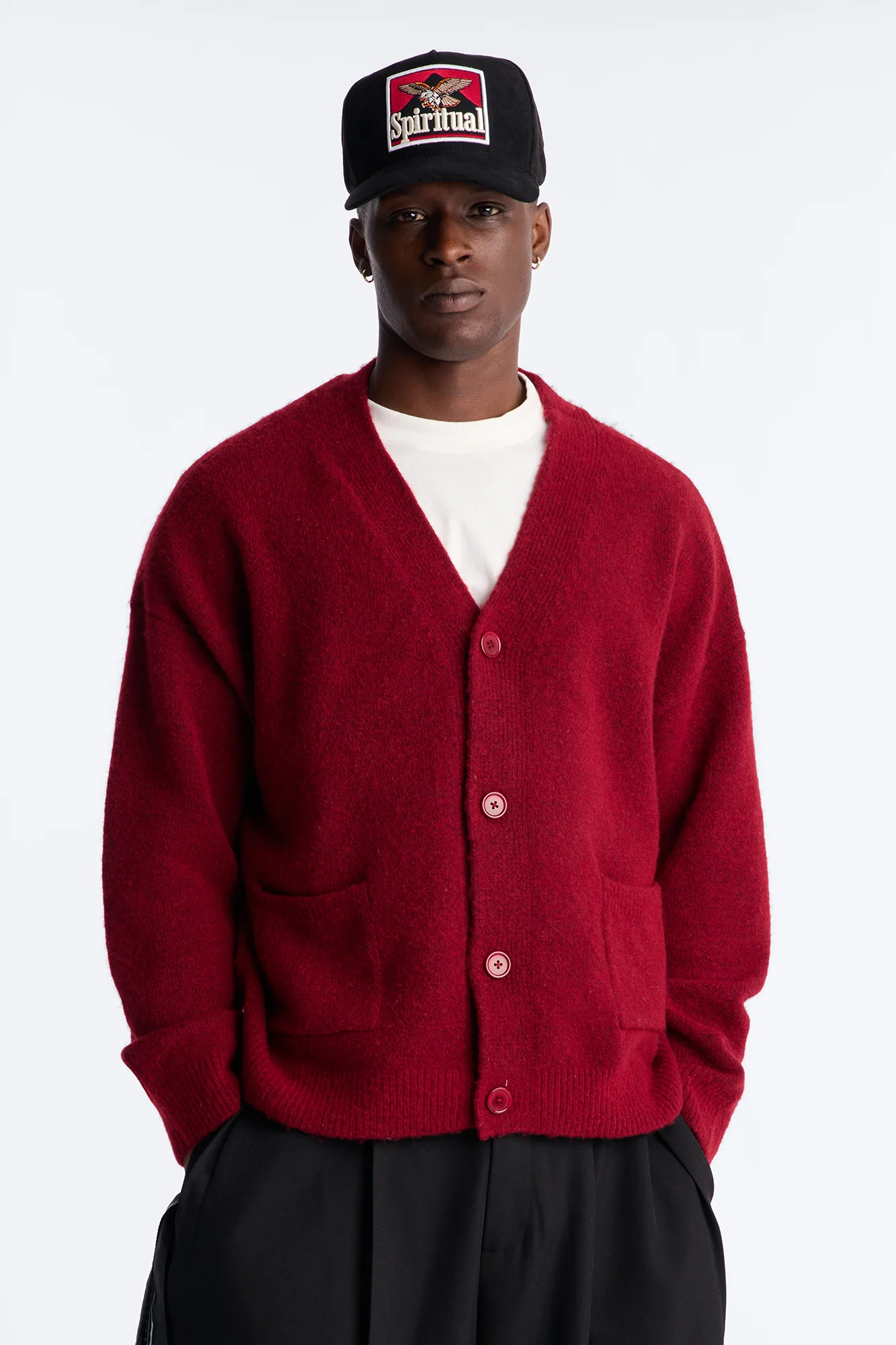 Cropped Harbor Ash Cardigan - Burgundy