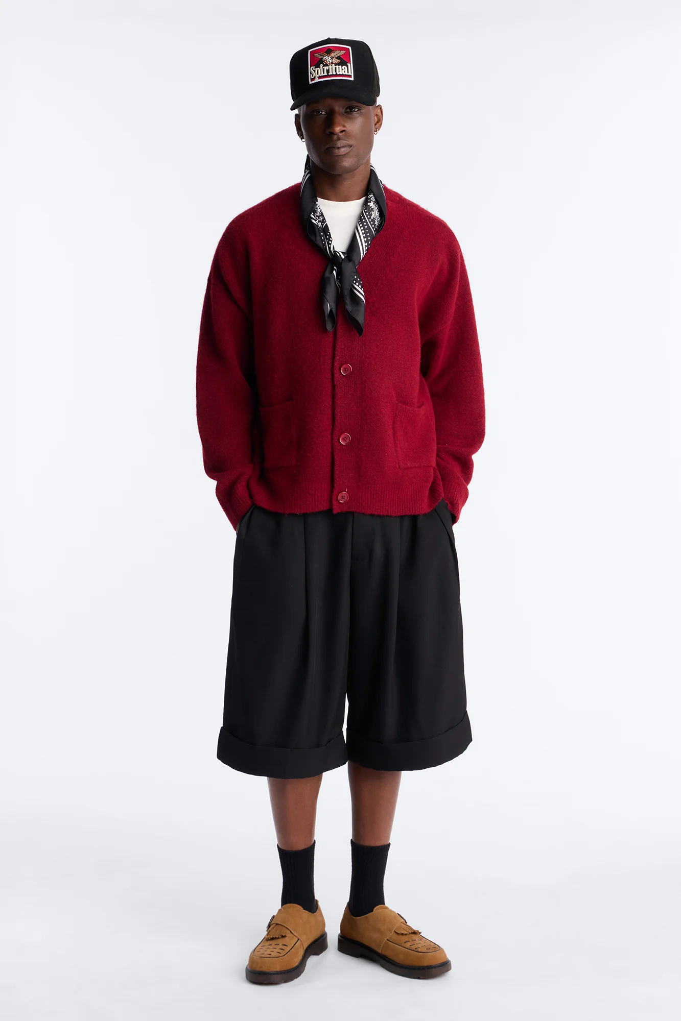 Cropped Harbor Ash Cardigan - Burgundy - Image 2