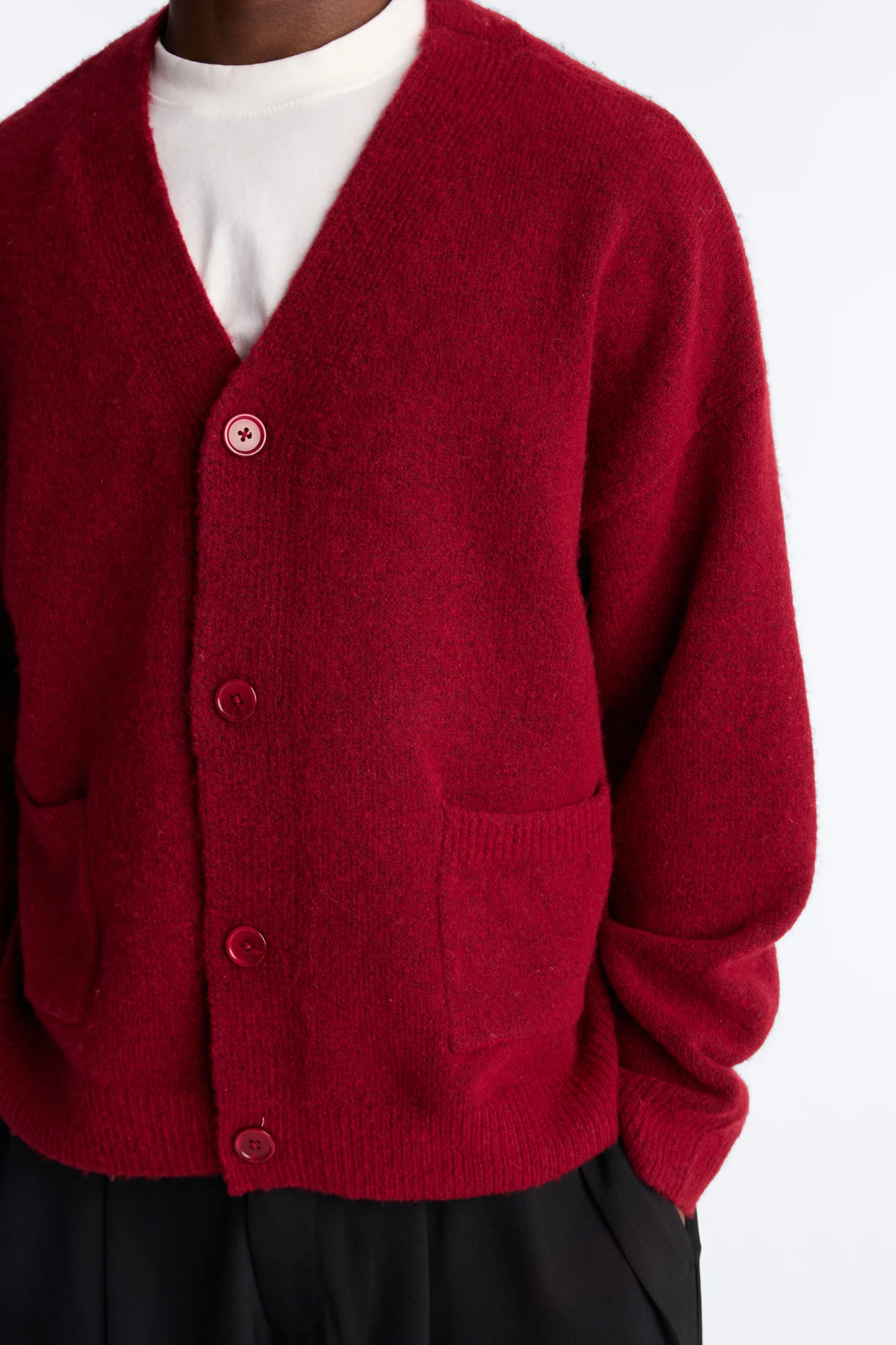 Cropped Harbor Ash Cardigan - Burgundy - Image 3