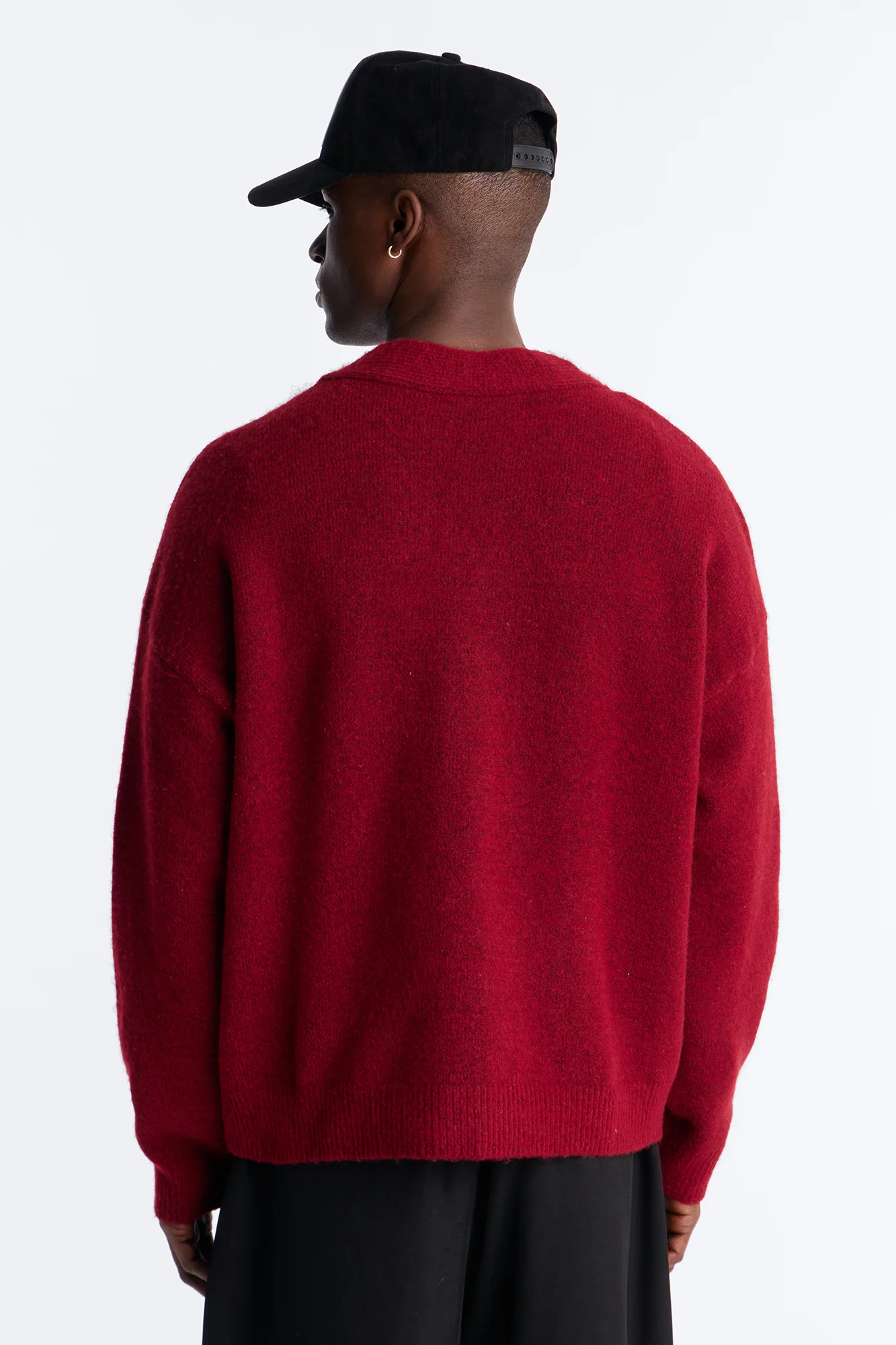 Cropped Harbor Ash Cardigan - Burgundy - Image 4