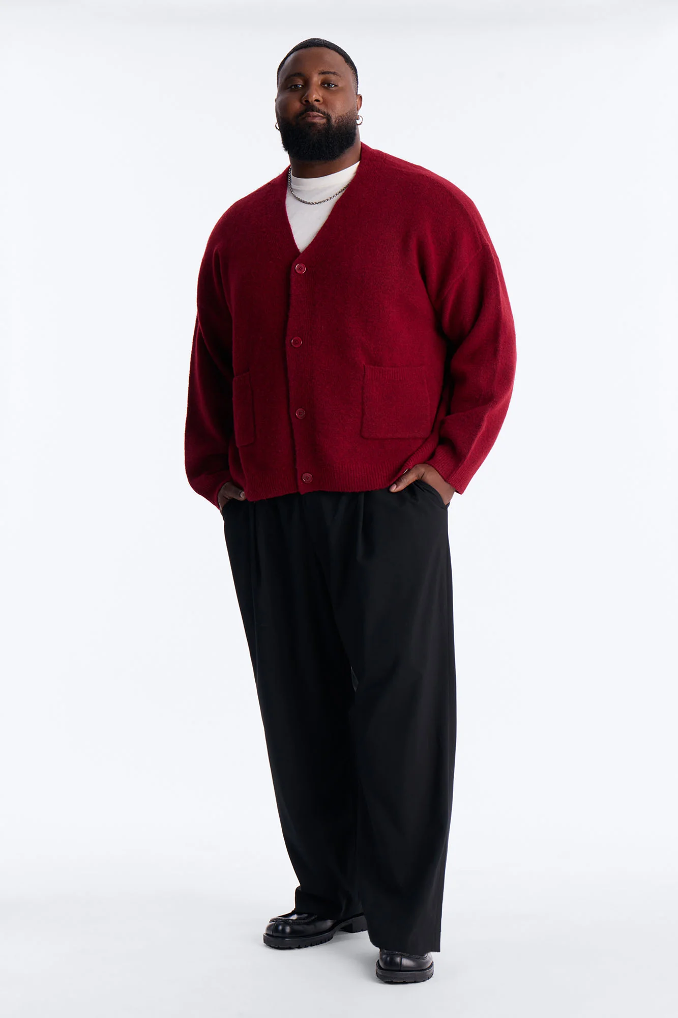 Cropped Harbor Ash Cardigan - Burgundy - Image 6