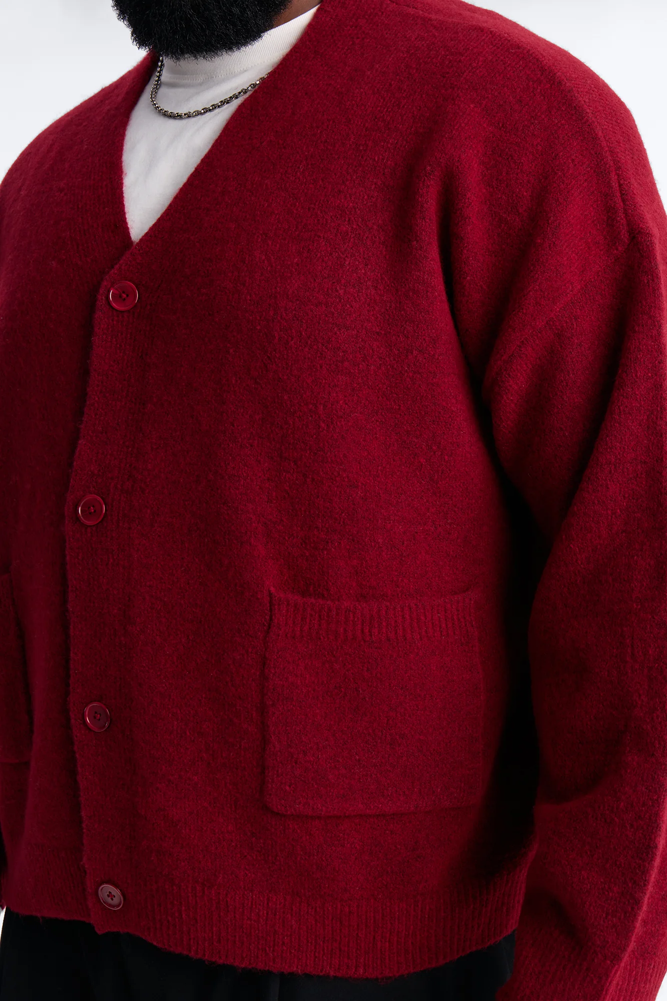 Cropped Harbor Ash Cardigan - Burgundy - Image 7