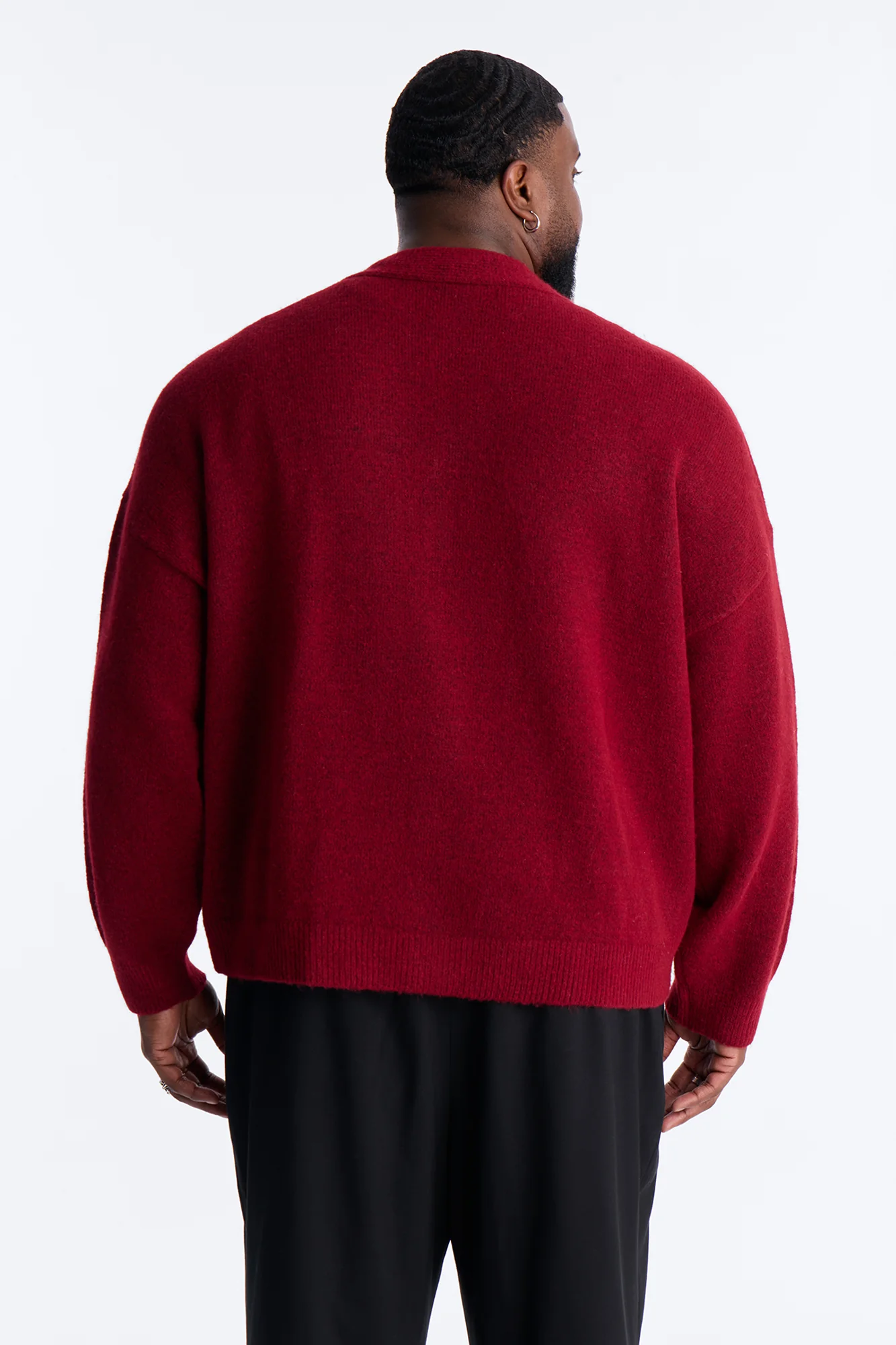 Cropped Harbor Ash Cardigan - Burgundy - Image 8