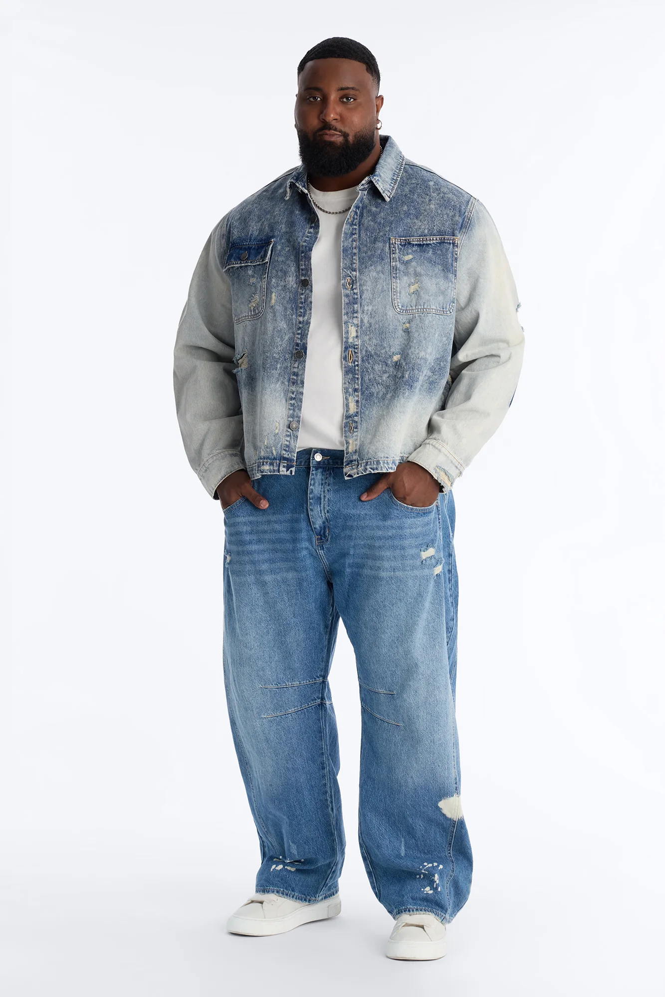 Cropped Hyperion Button Up Shirt - Bleach Blue Wash - Image 6