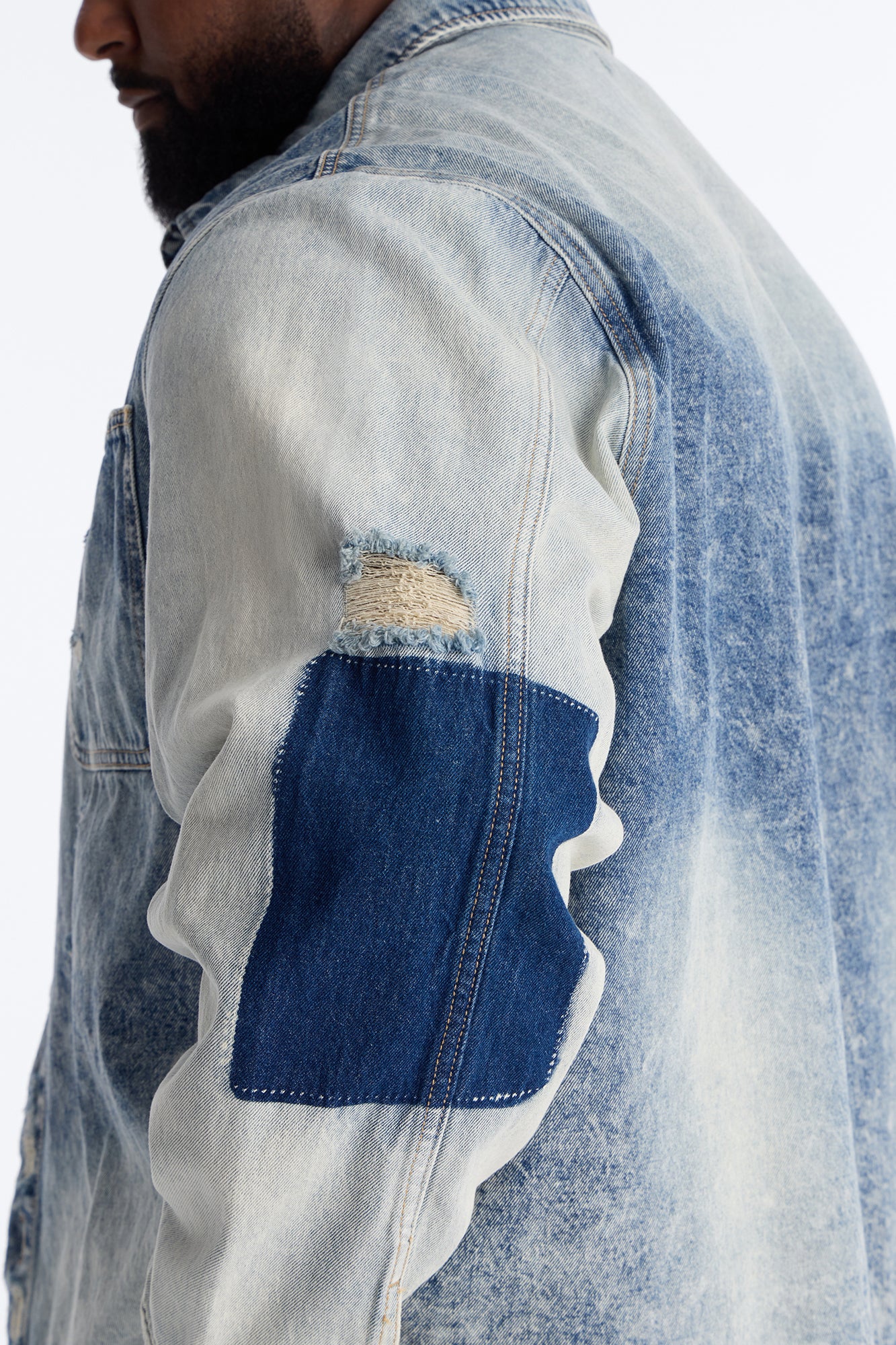 Cropped Hyperion Button Up Shirt - Bleach Blue Wash - Image 8