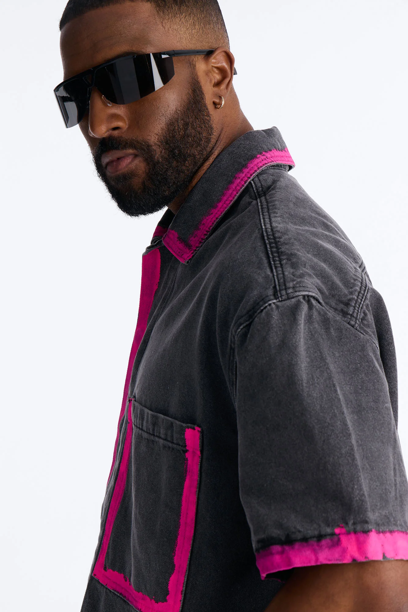 Cropped In My Aura Button Up Shirt - Black Wash - Image 3