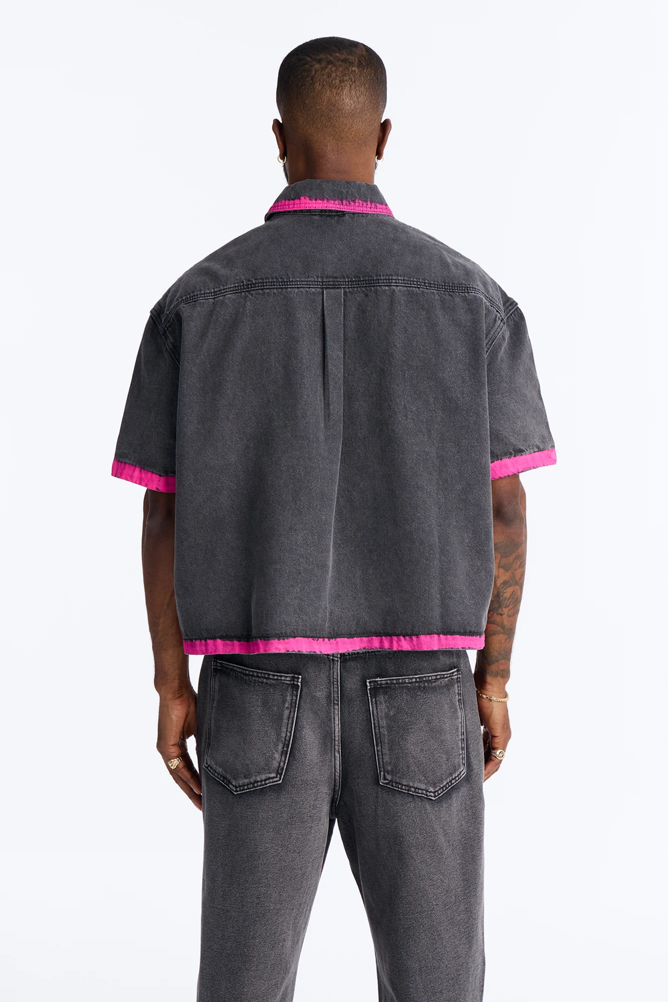 Cropped In My Aura Button Up Shirt - Black Wash - Image 4