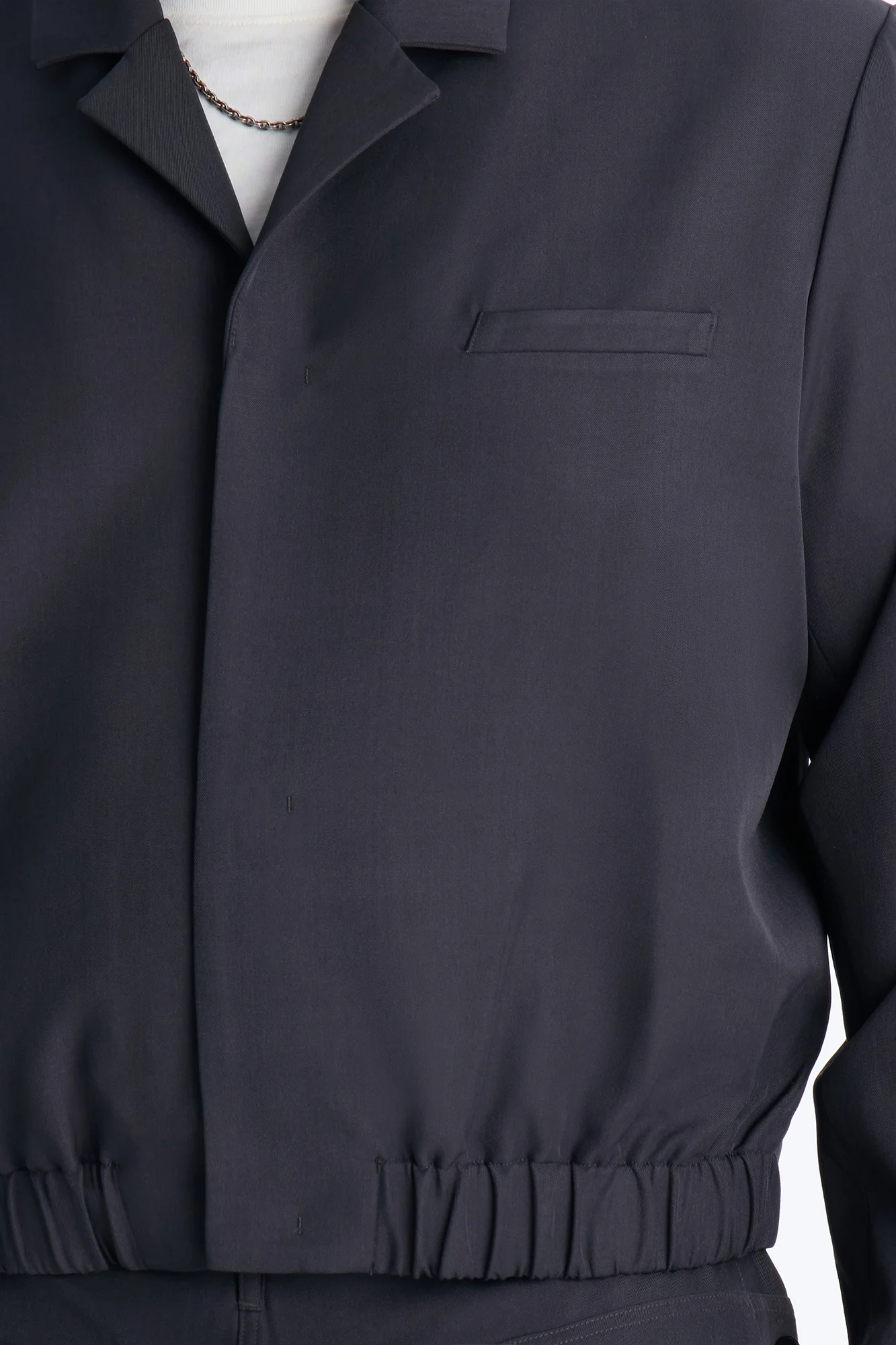 Cropped Inverted Details Blazer - Grey - Image 6
