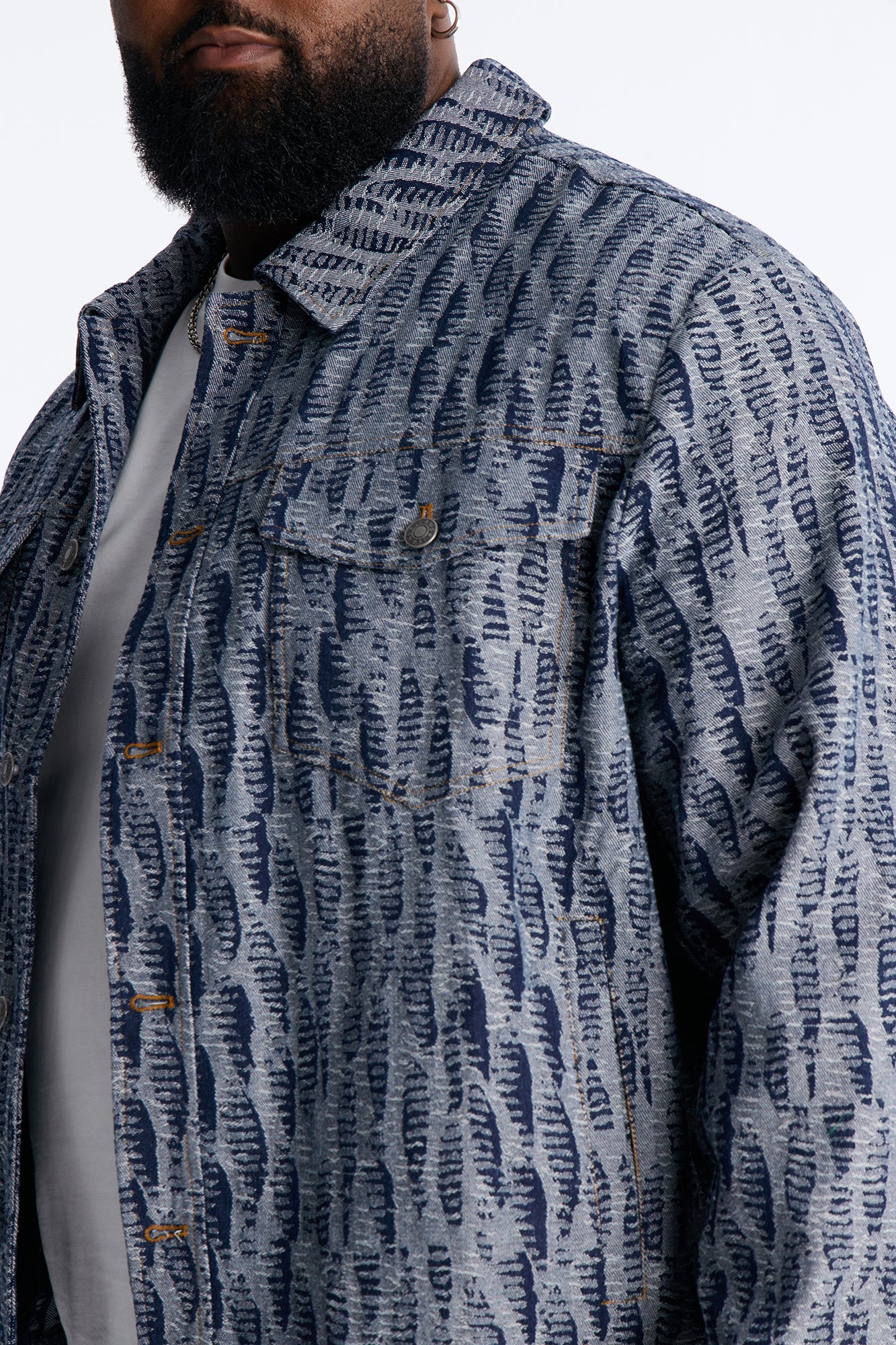 Cropped Matrix Denim Trucker Jacket - Dark Wash - Image 7