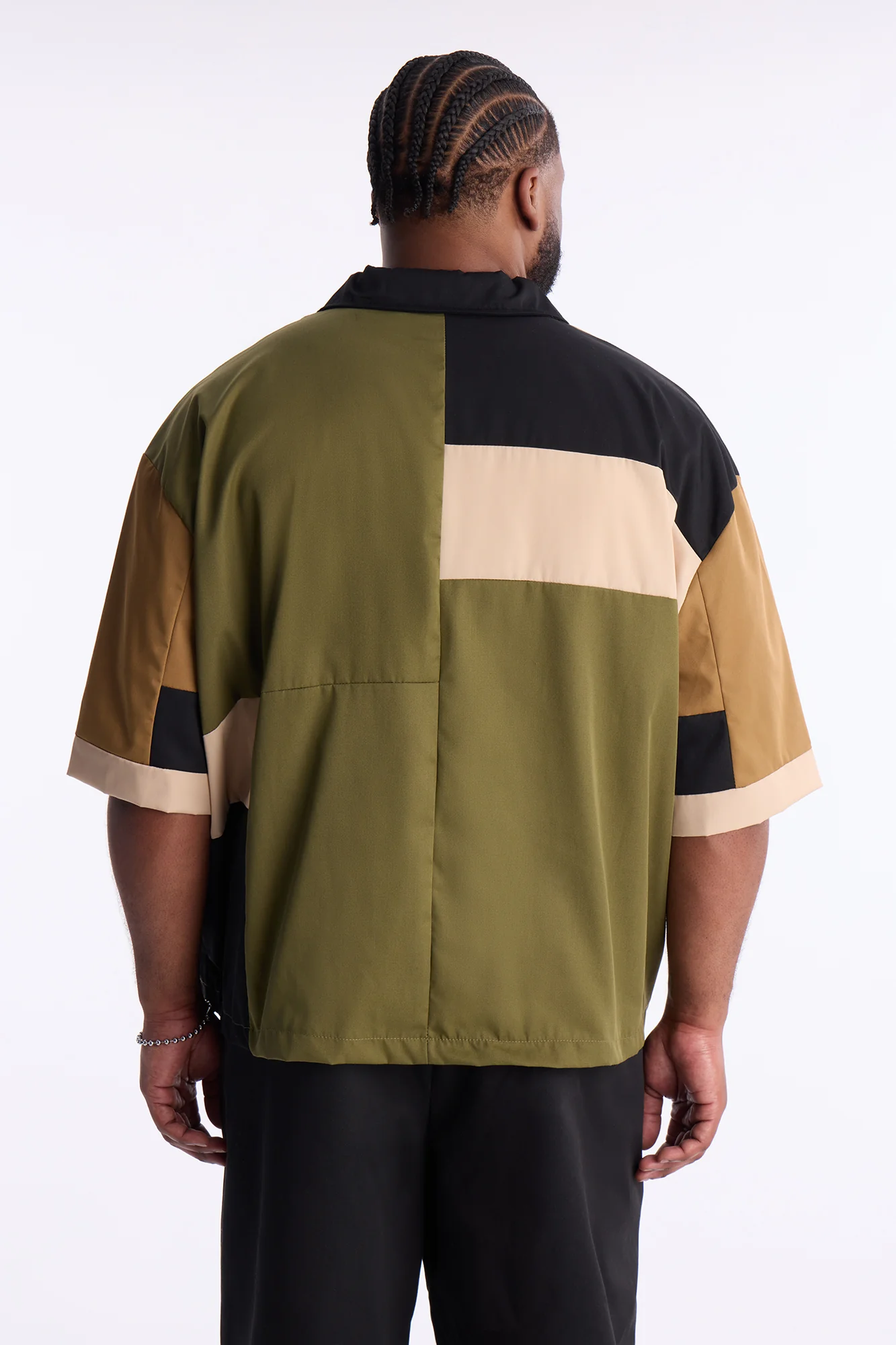 Cropped Pixel Perfect Zip Up Shirt - Khaki - Image 7