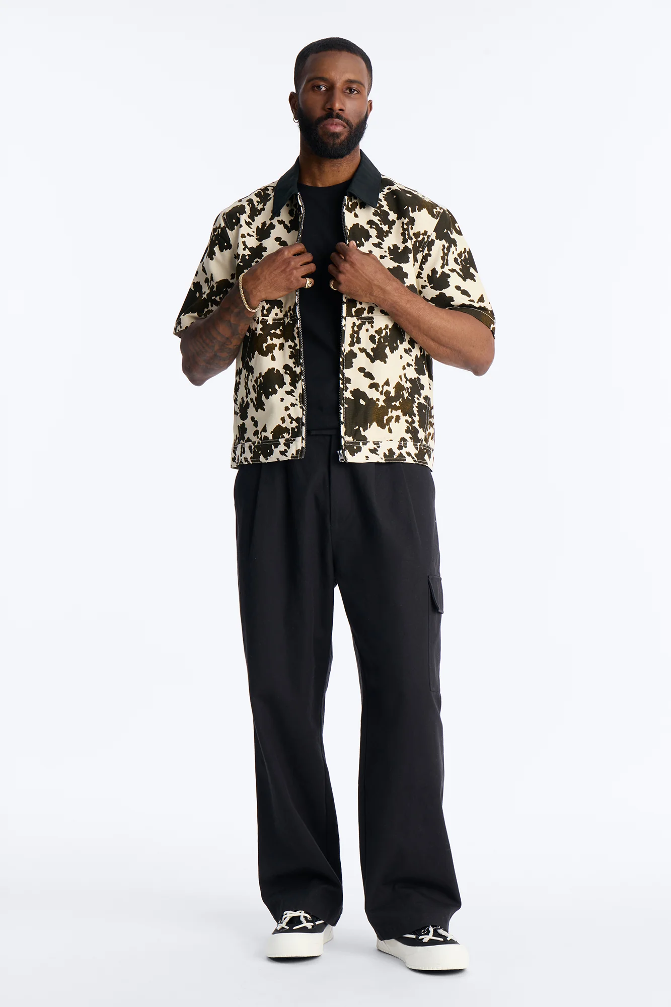 Cropped Roxbury Contrast Collar Shirt - White/combo - Image 2