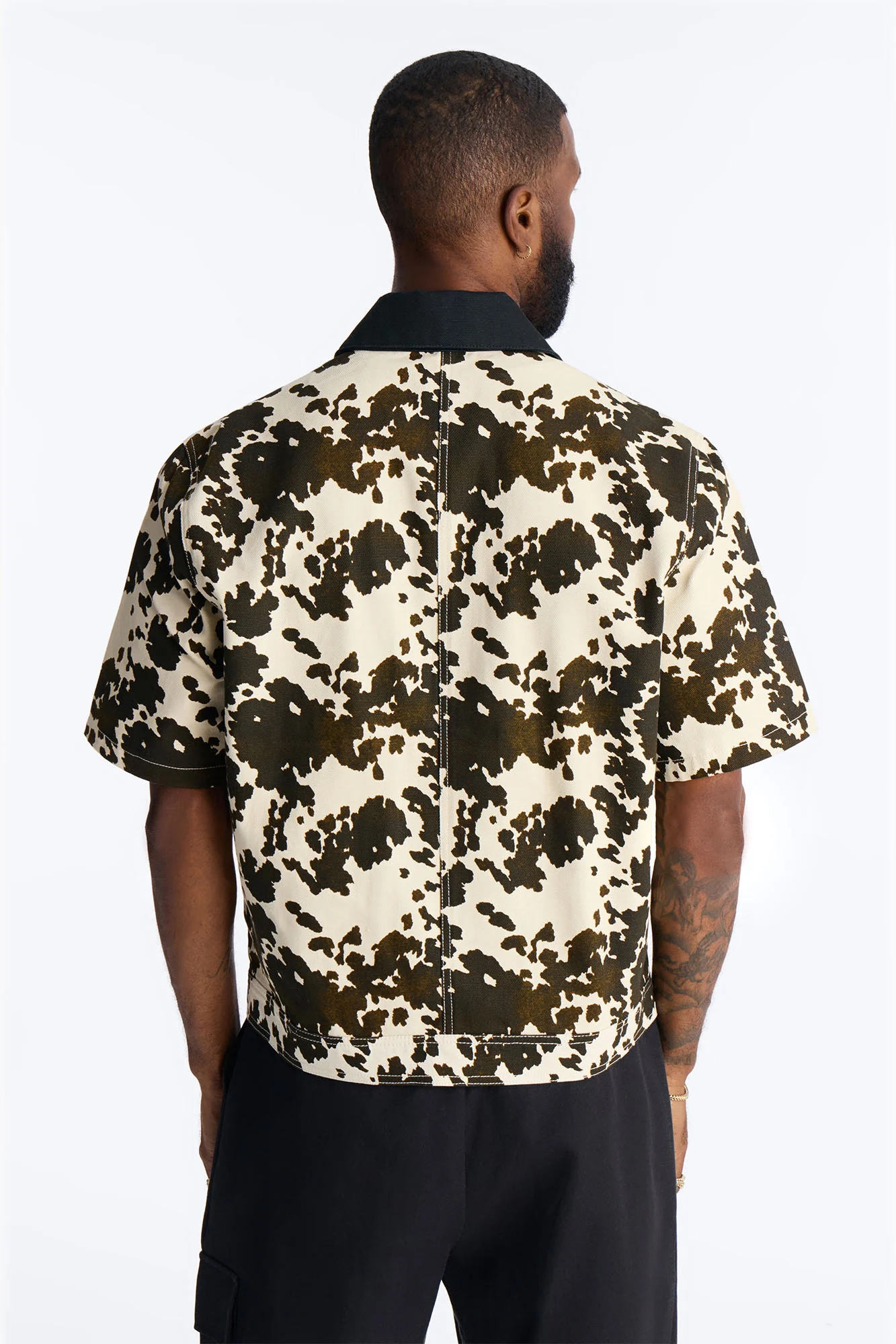 Cropped Roxbury Contrast Collar Shirt - White/combo - Image 4