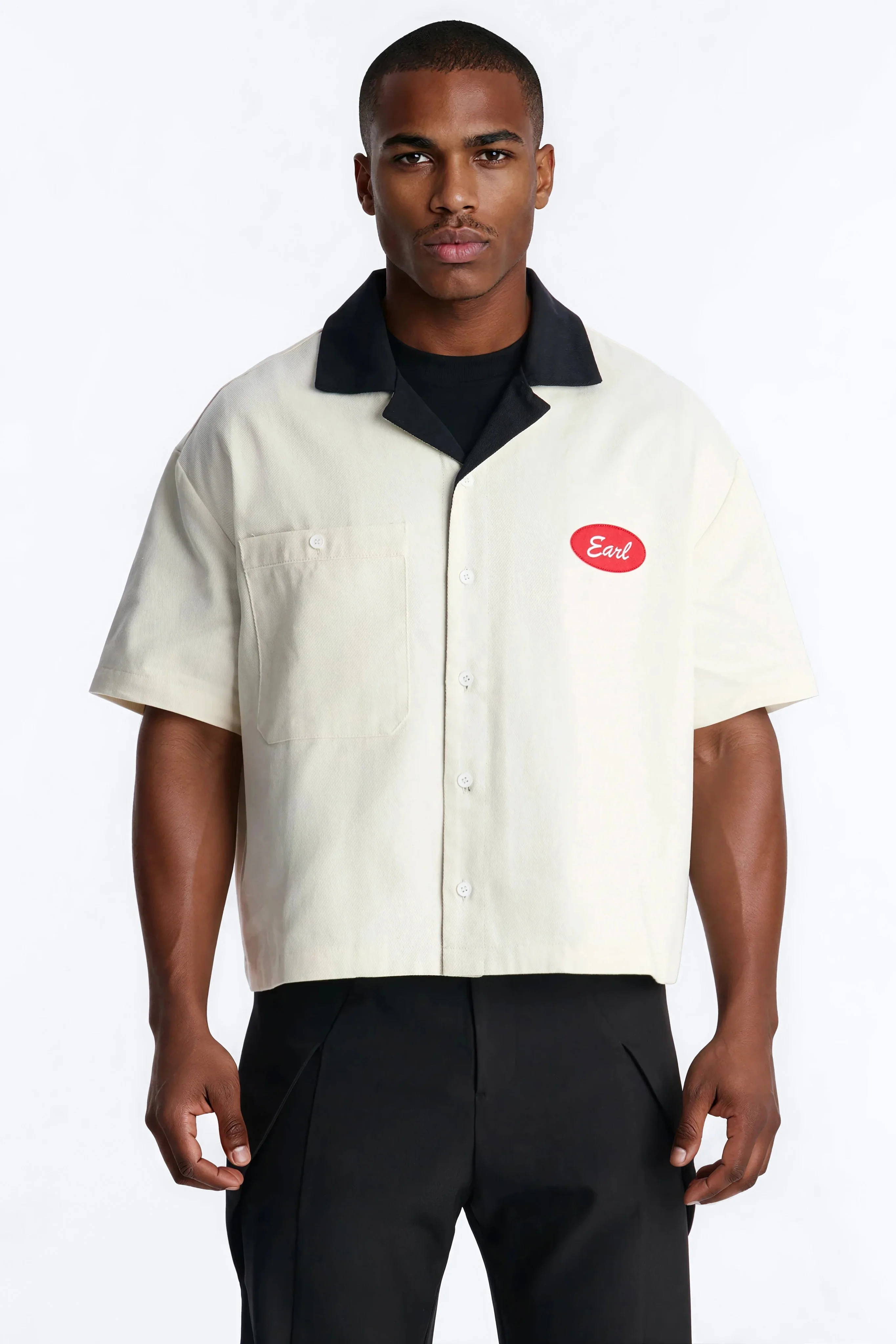 Cropped Rustpoint Mechanic Button Up Shirt - Cream - Image 3