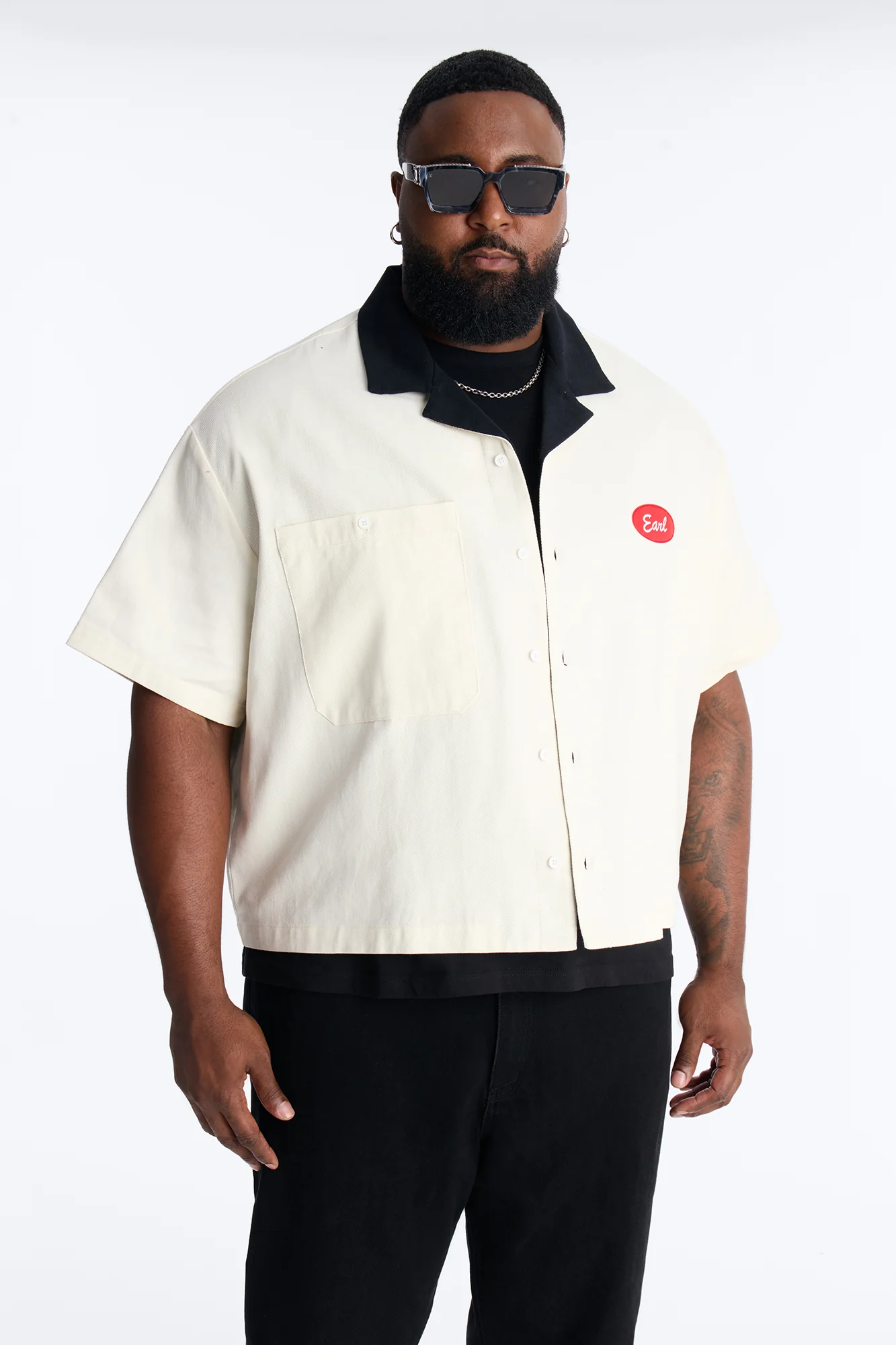 Cropped Rustpoint Mechanic Button Up Shirt - Cream - Image 7