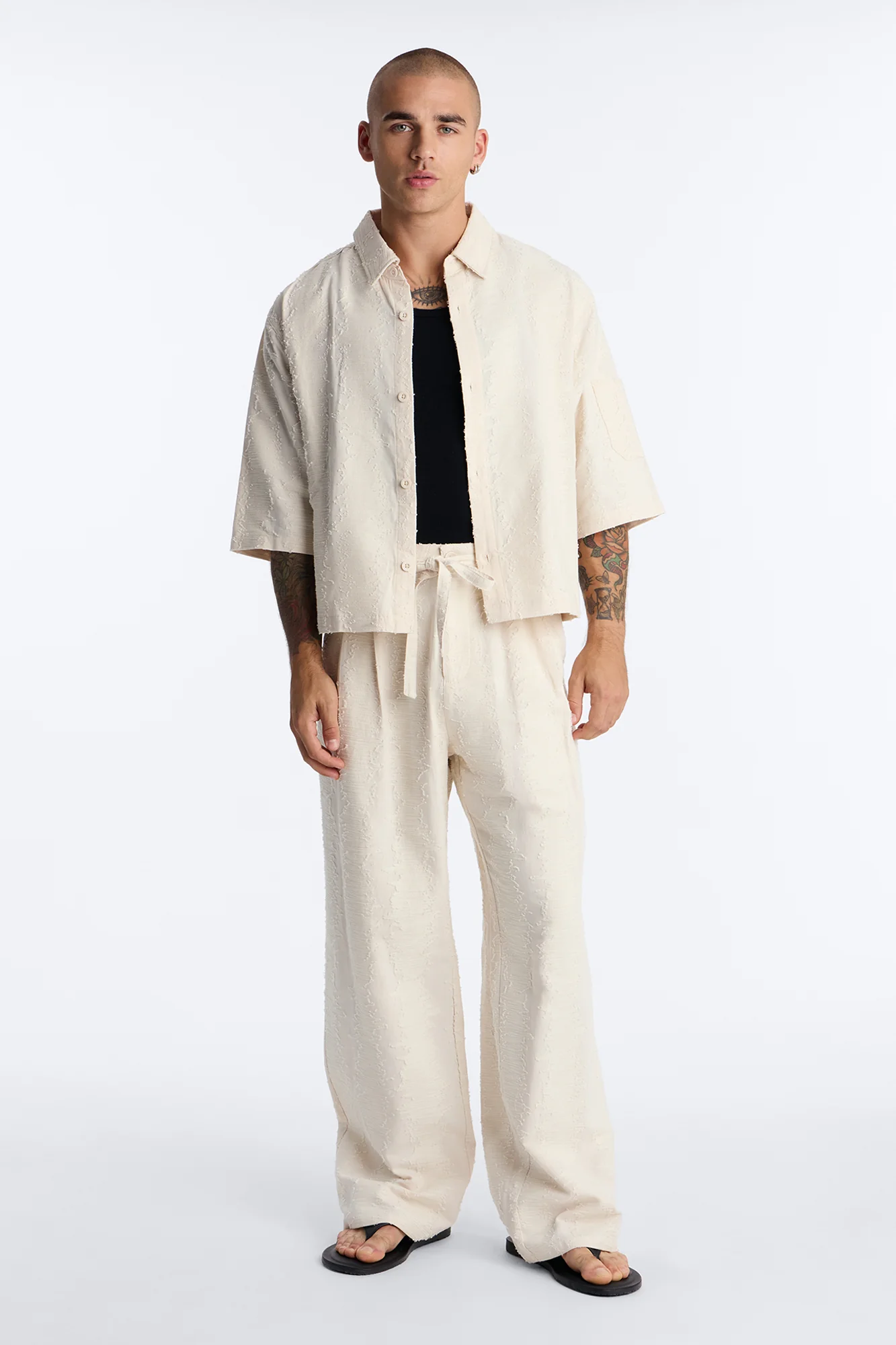 Cropped Sands Of Time Button Up Shirt - Oatmeal - Image 2