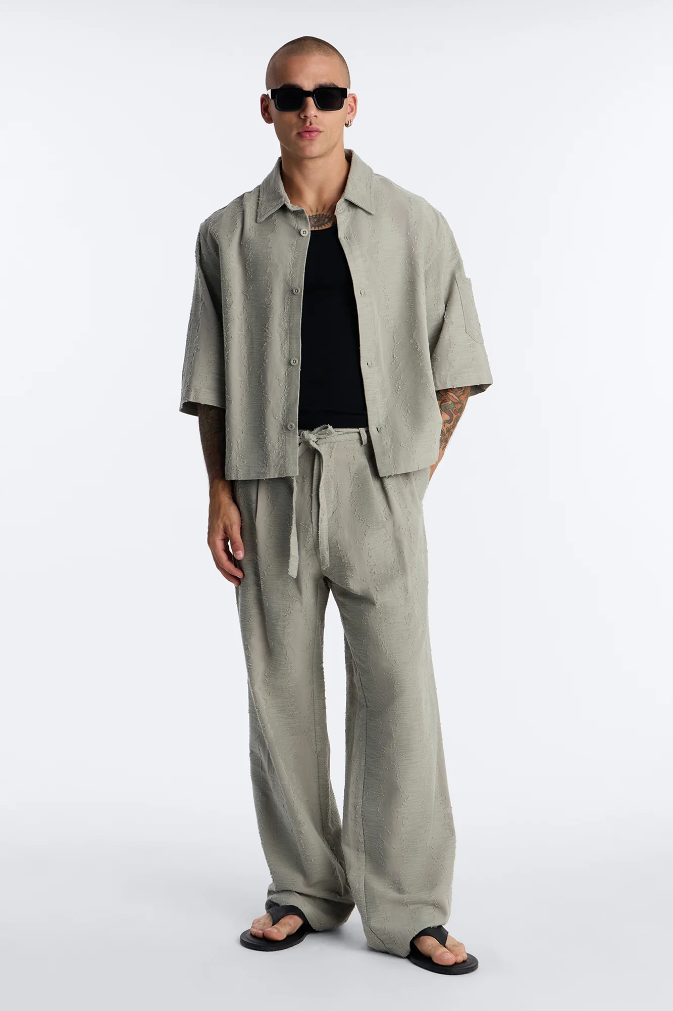 Cropped Sands Of Time Button Up Shirt - Sage - Image 2