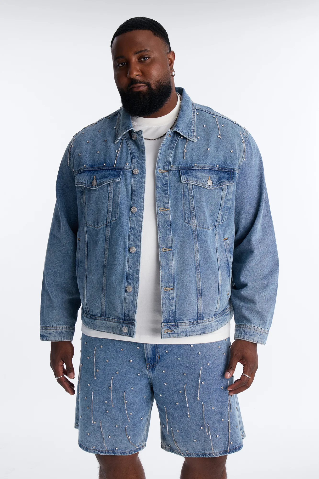 Cropped Street Ice Denim Jacket - Light Wash - Image 6