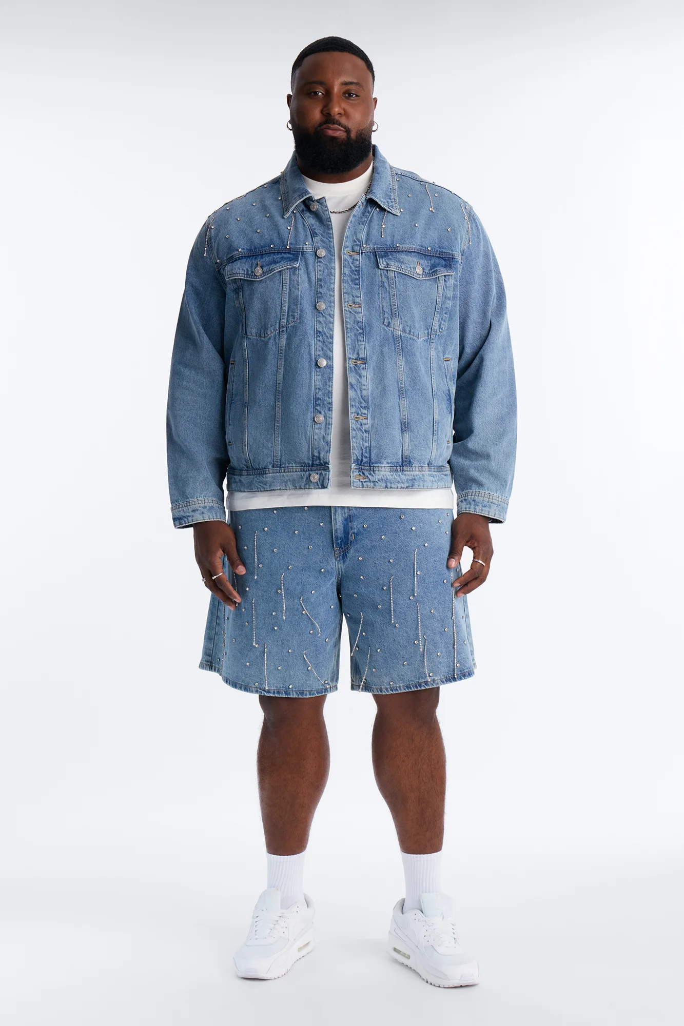 Cropped Street Ice Denim Jacket - Light Wash - Image 7