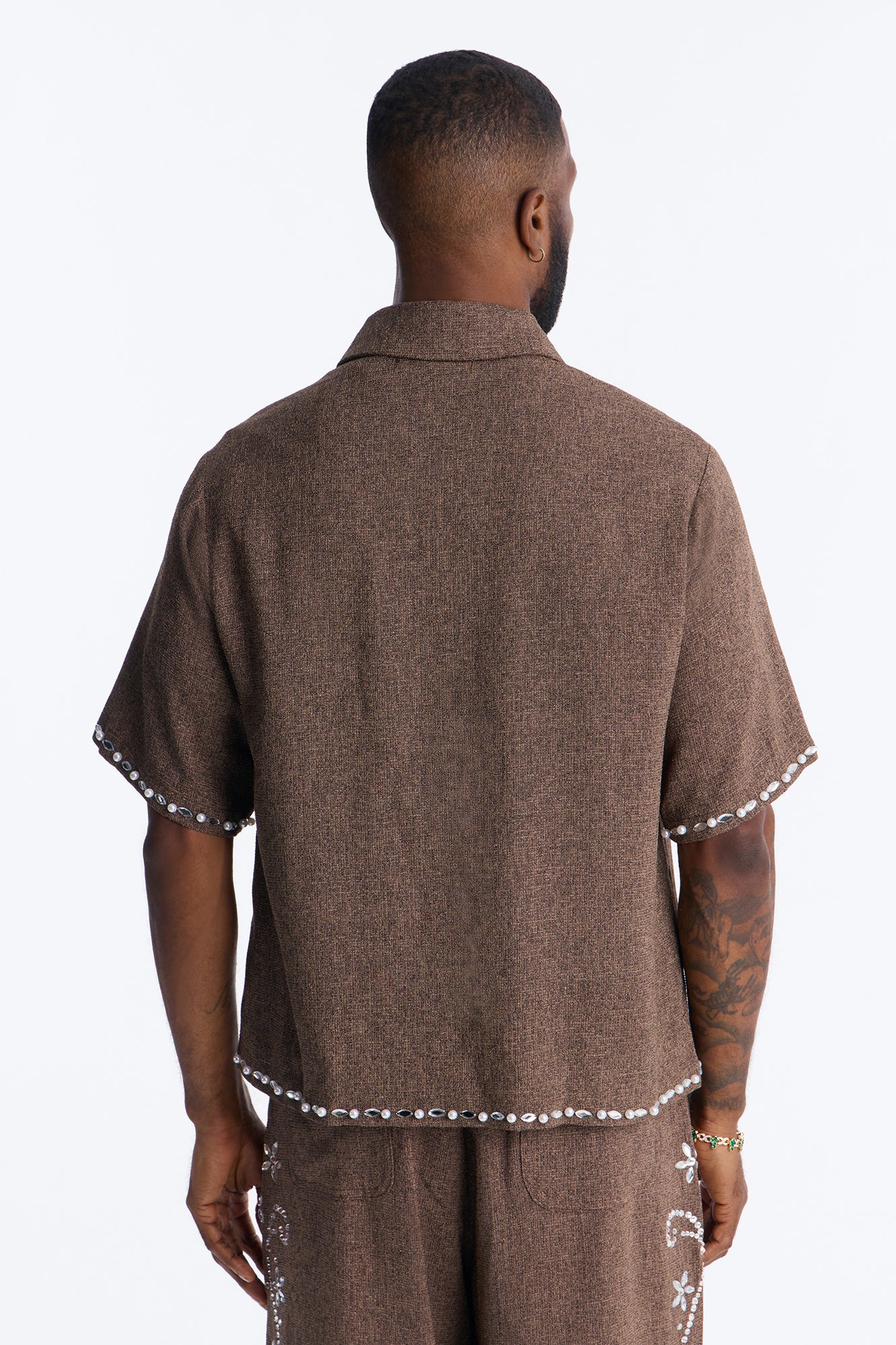 Cropped Wanderlust Pearl Journey Button Up - Brown - Image 4