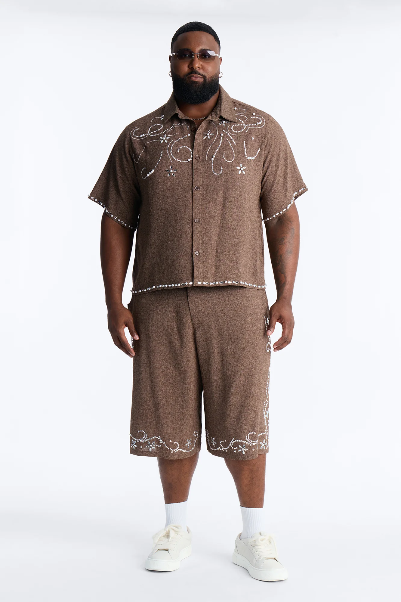 Cropped Wanderlust Pearl Journey Button Up - Brown - Image 6
