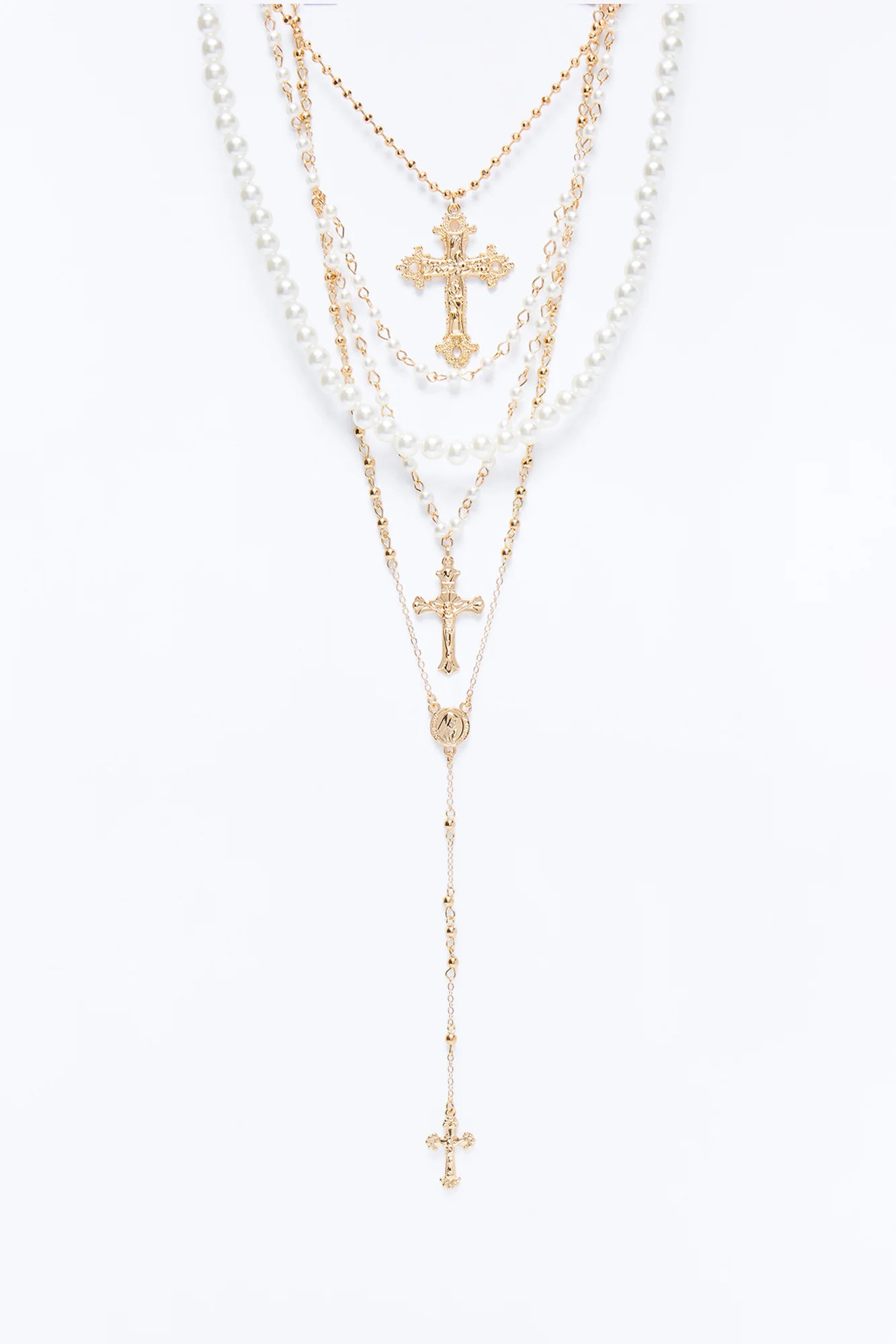 Cross It Out Lariat Necklace - Gold - Image 3