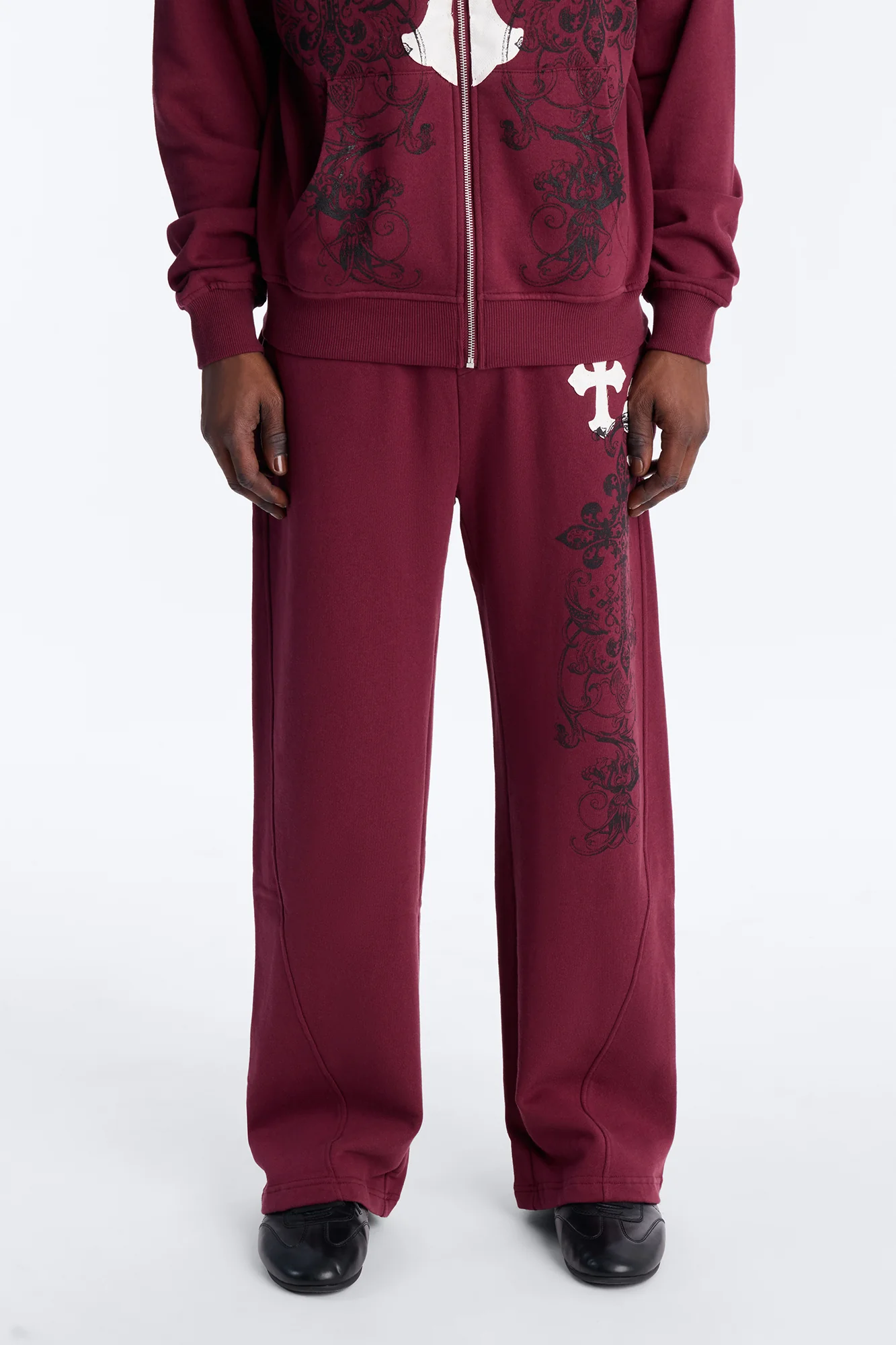 Cross Patch Sweatpants - Burgundy