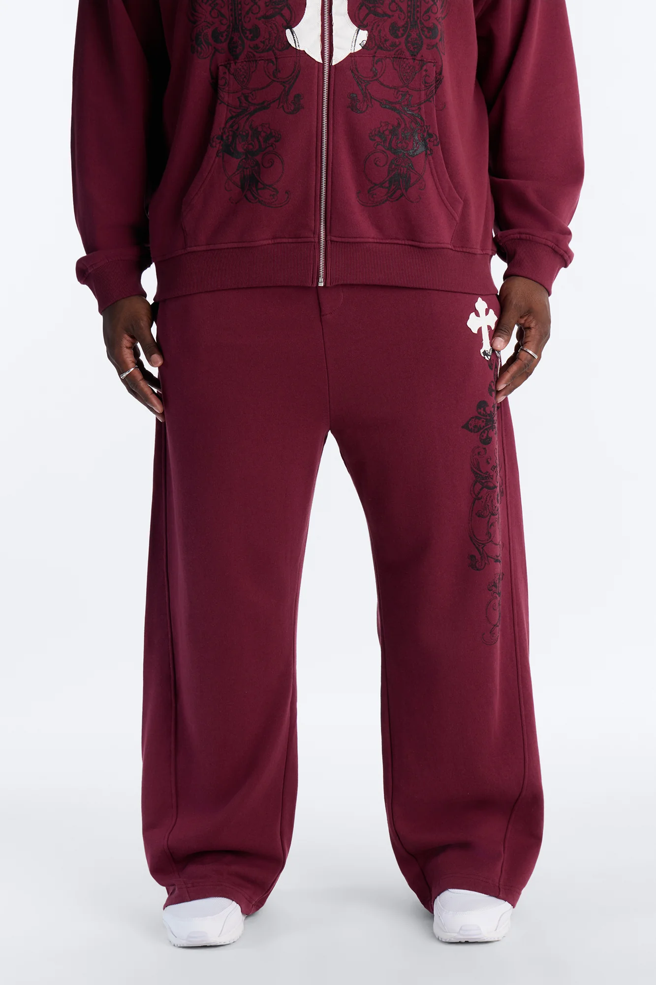 Cross Patch Sweatpants - Burgundy - Image 6