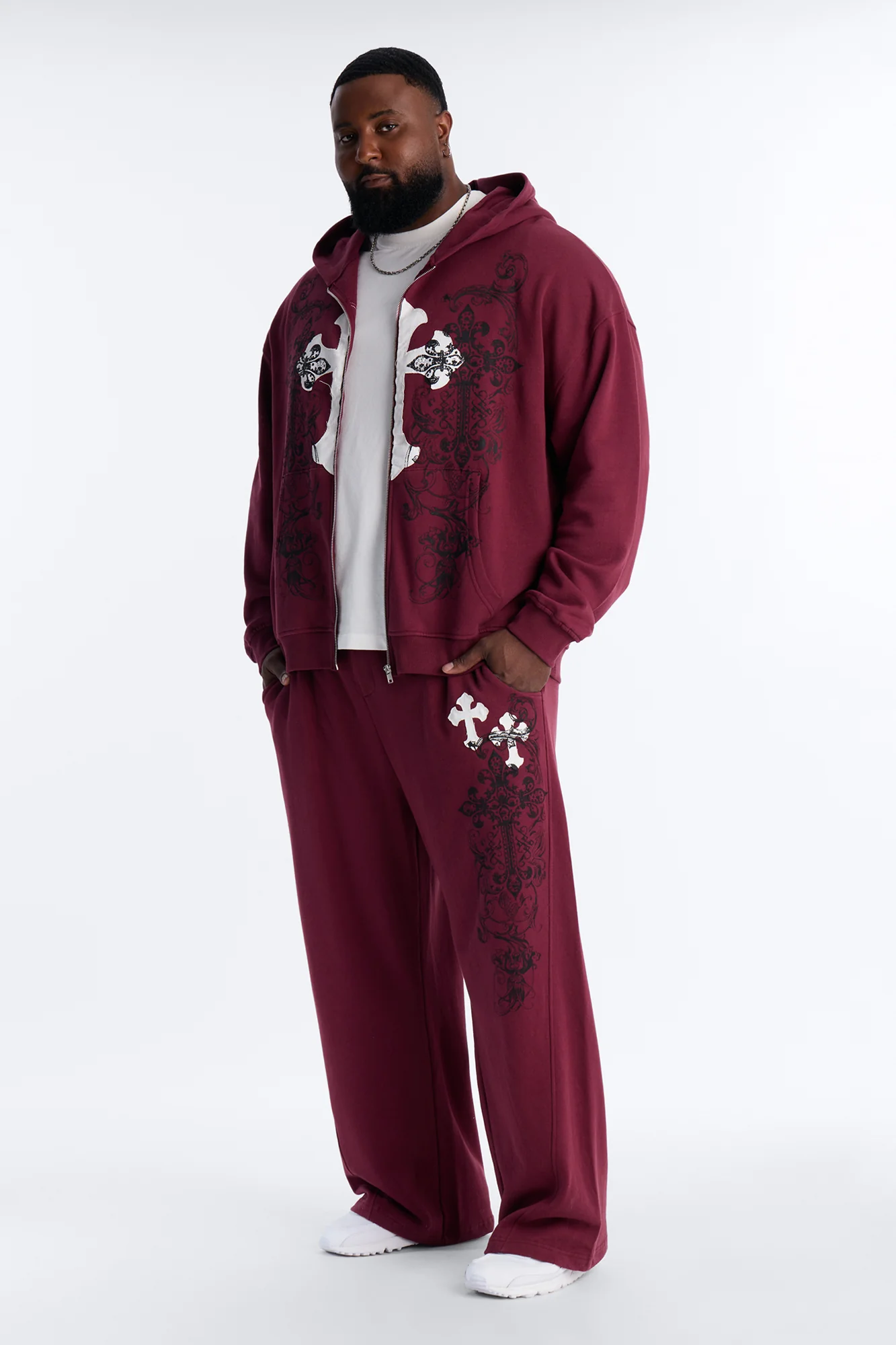 Cross Patch Sweatpants - Burgundy - Image 7