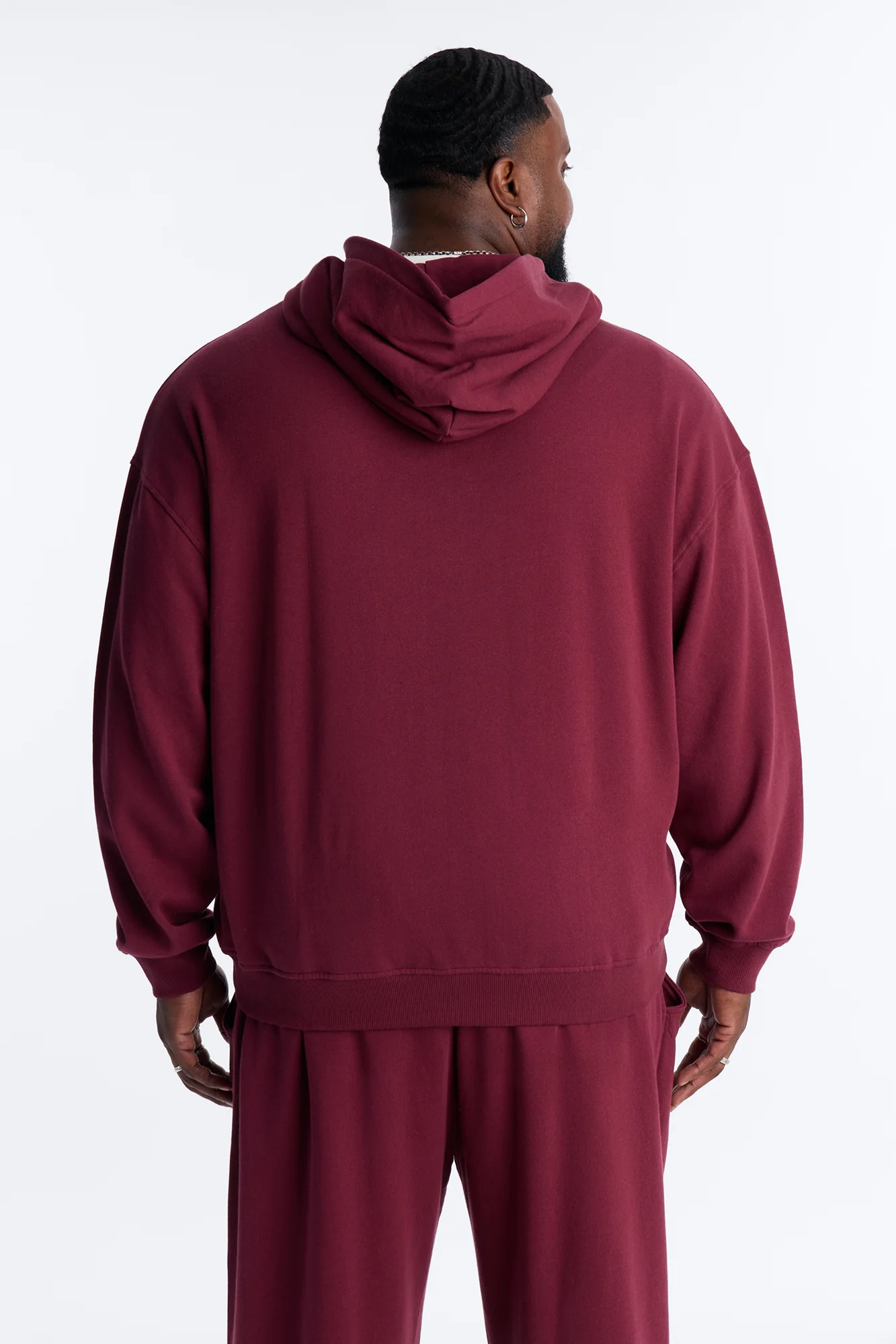 Cross Patch Zip Hoodie - Burgundy - Image 9