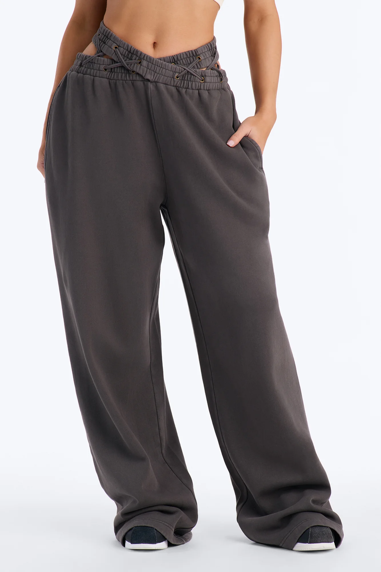 Cross Your Mind Fleece Lounge Pant - Charcoal - Image 2
