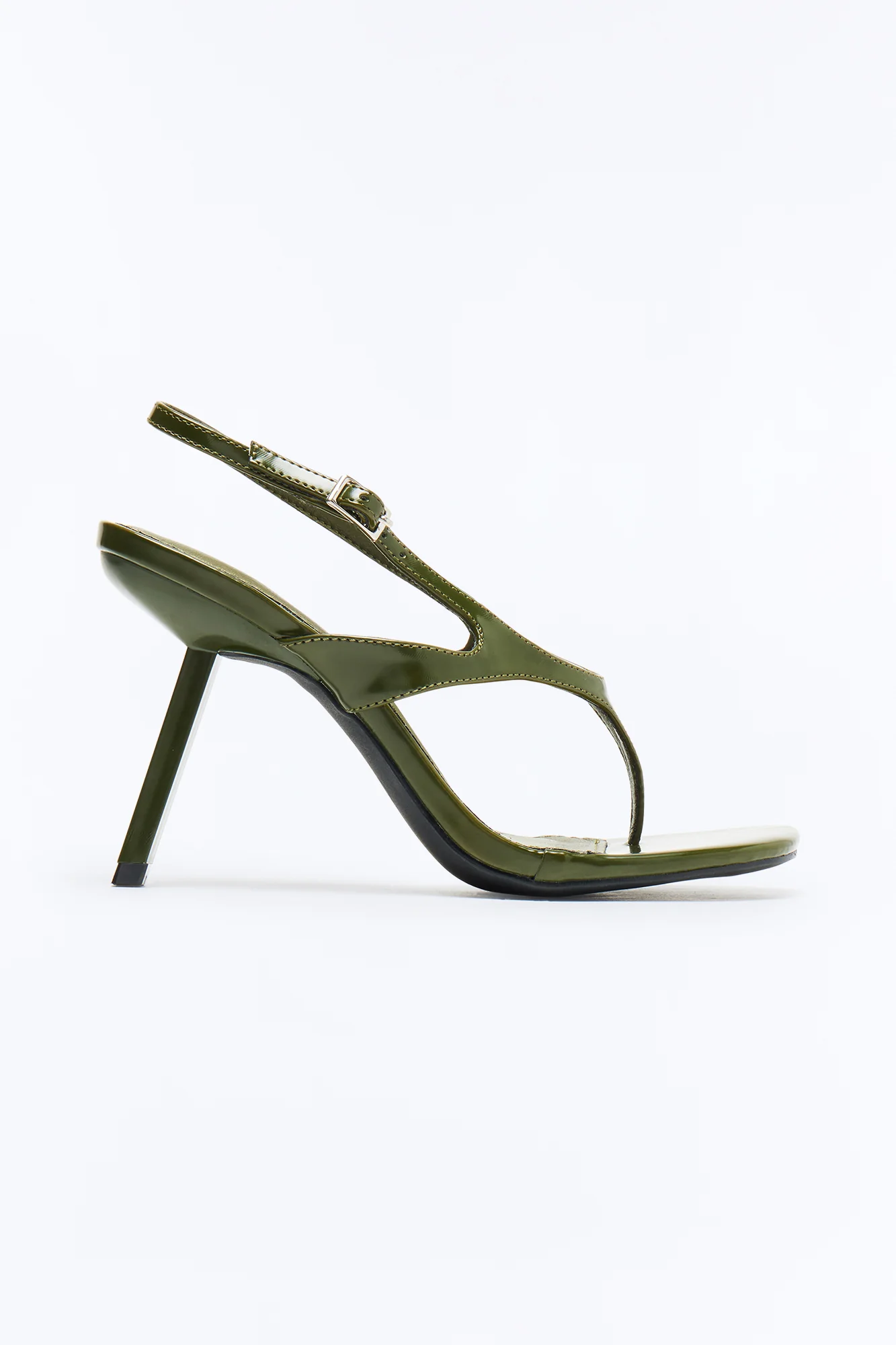 Crowd Pleaser Thong Slingback Heels - Olive