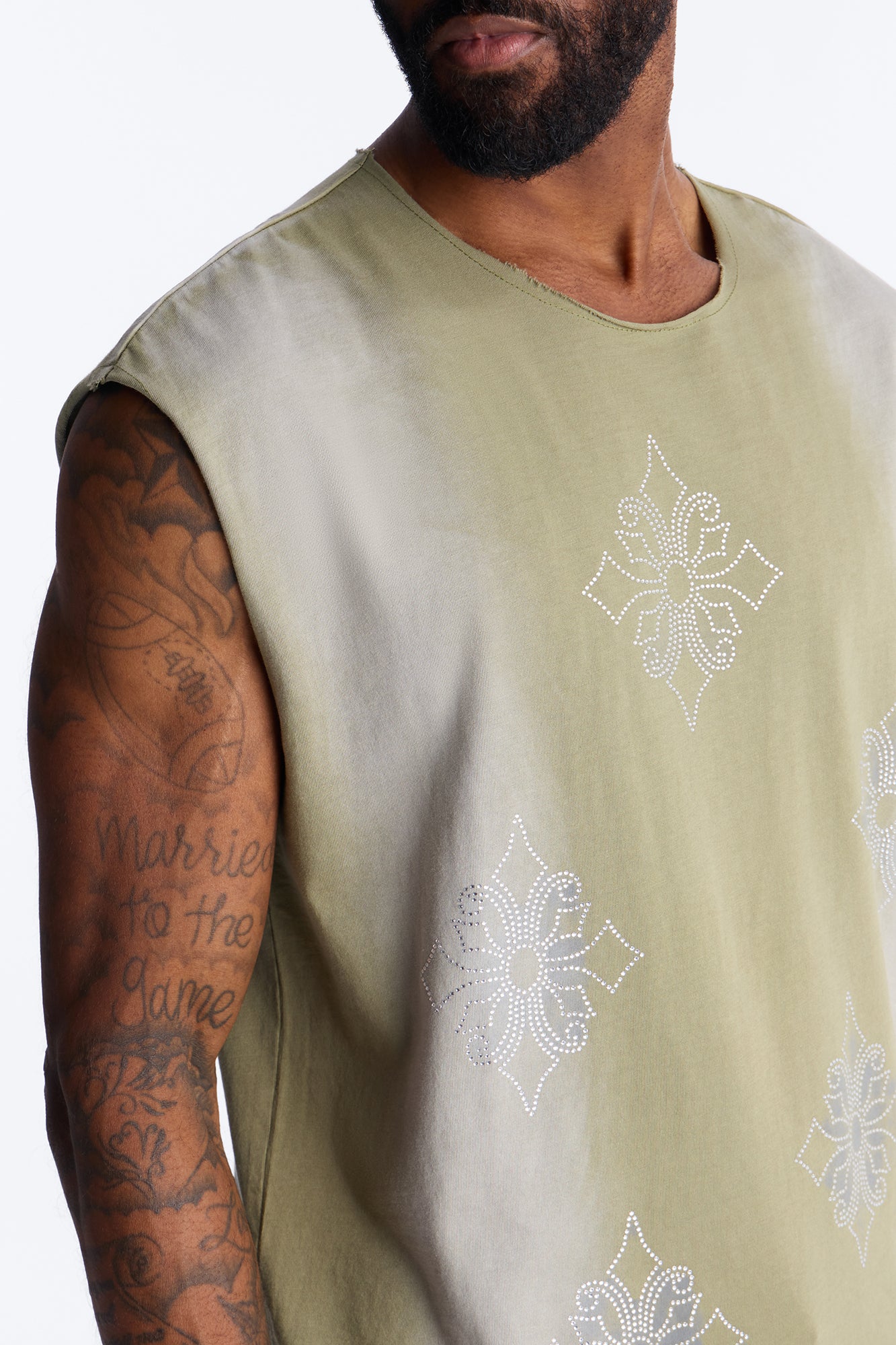 Crown Stone Muscle Tank Tee Shirt - Green - Image 3