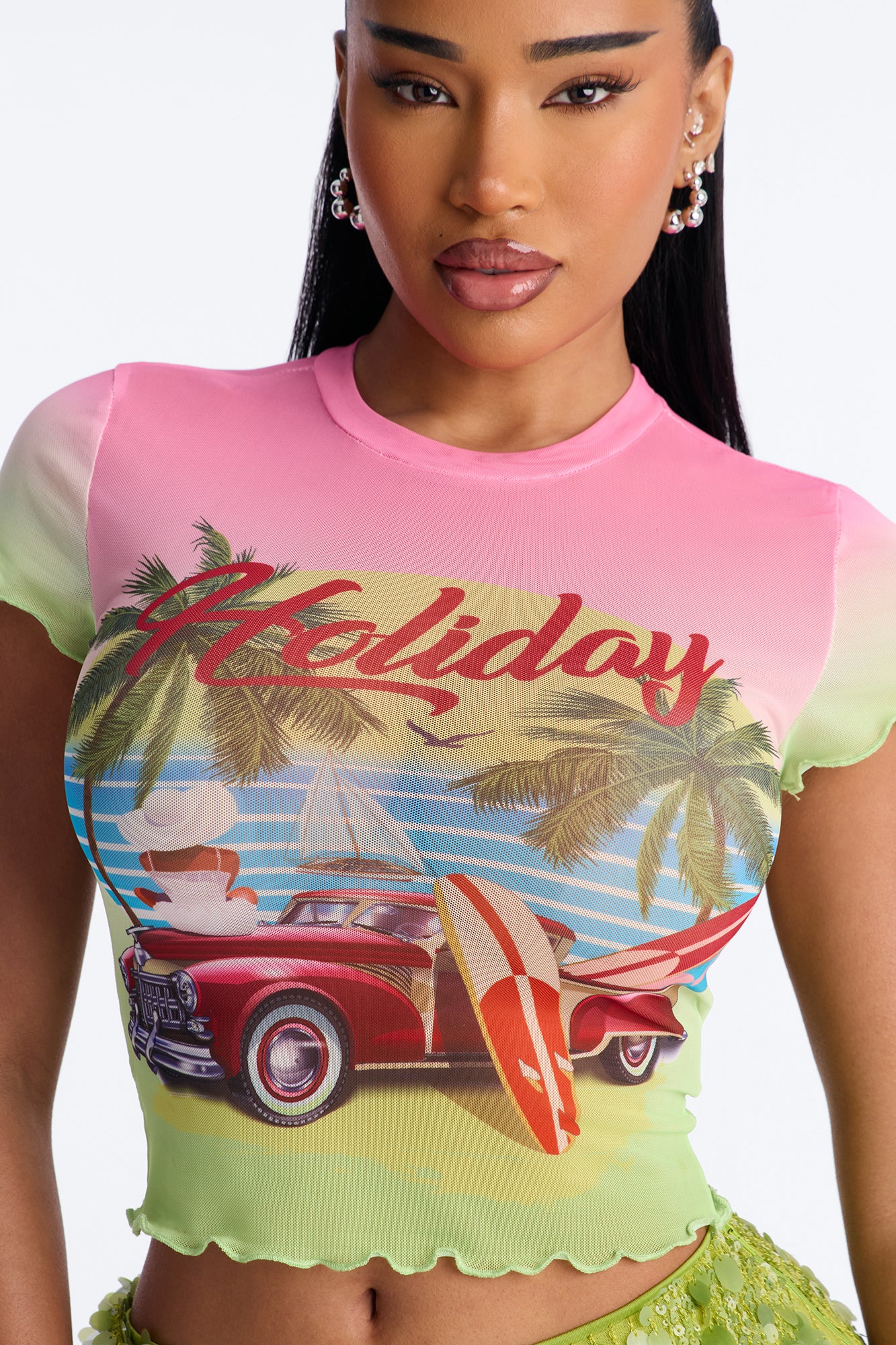 Cuba Havana Mesh Baby Tee - Pink/combo - Image 3