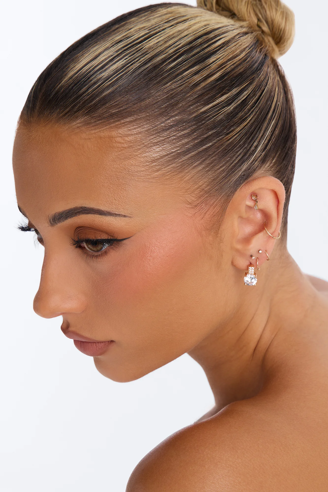Cubic Zirconia Dazzle Them Stud Earrings - Gold - Image 2