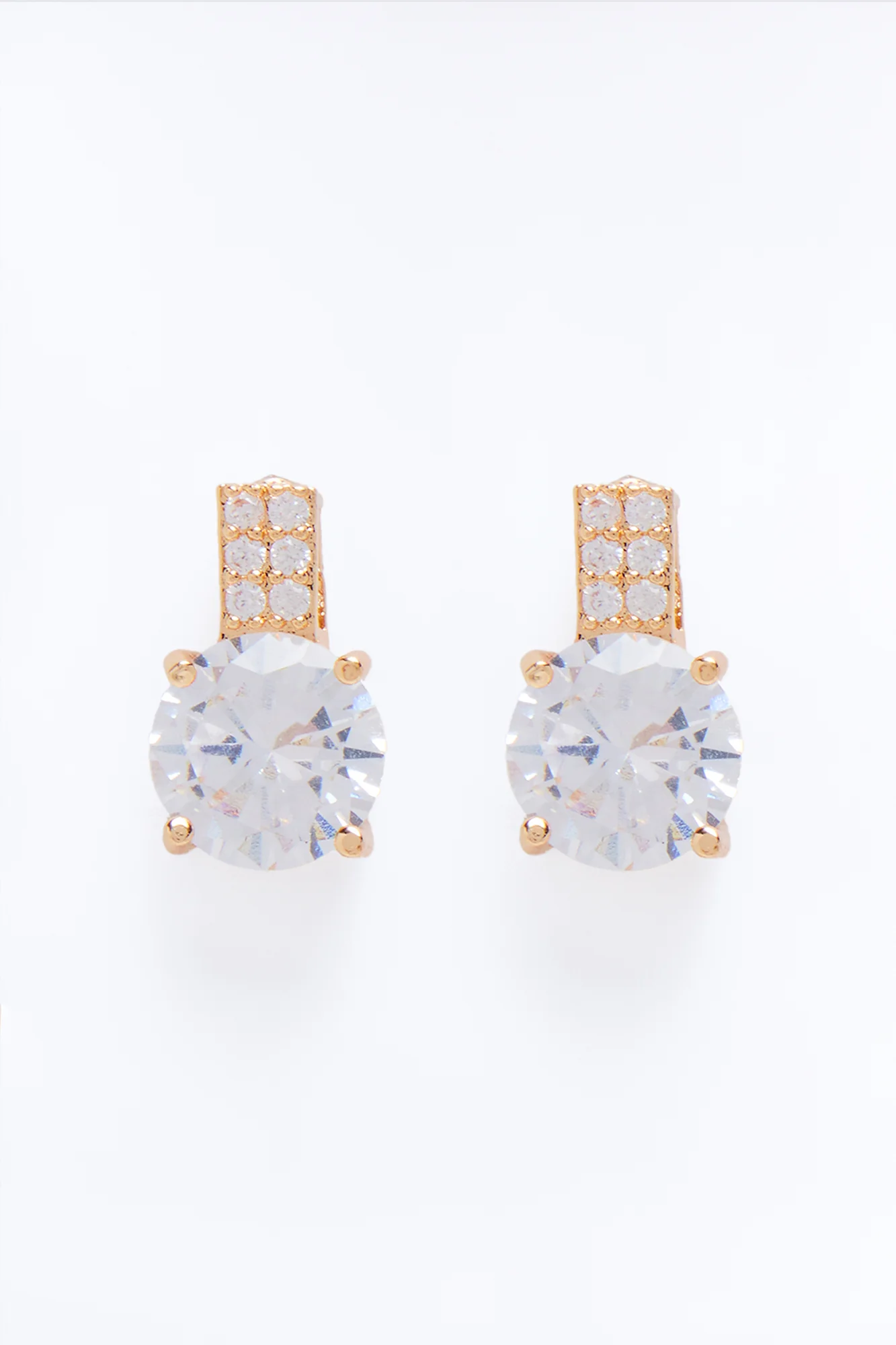 Cubic Zirconia Dazzle Them Stud Earrings - Gold - Image 3