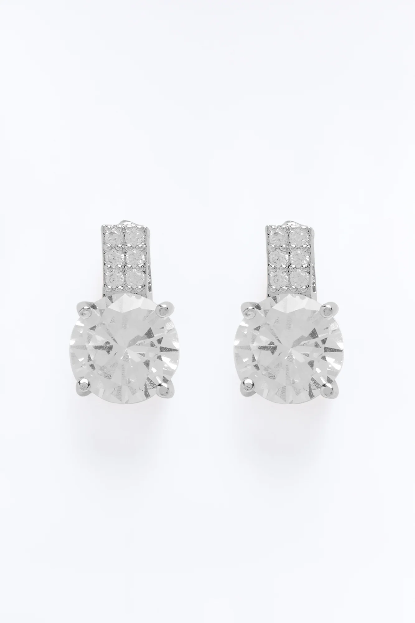 Cubic Zirconia Dazzle Them Stud Earrings - Silver