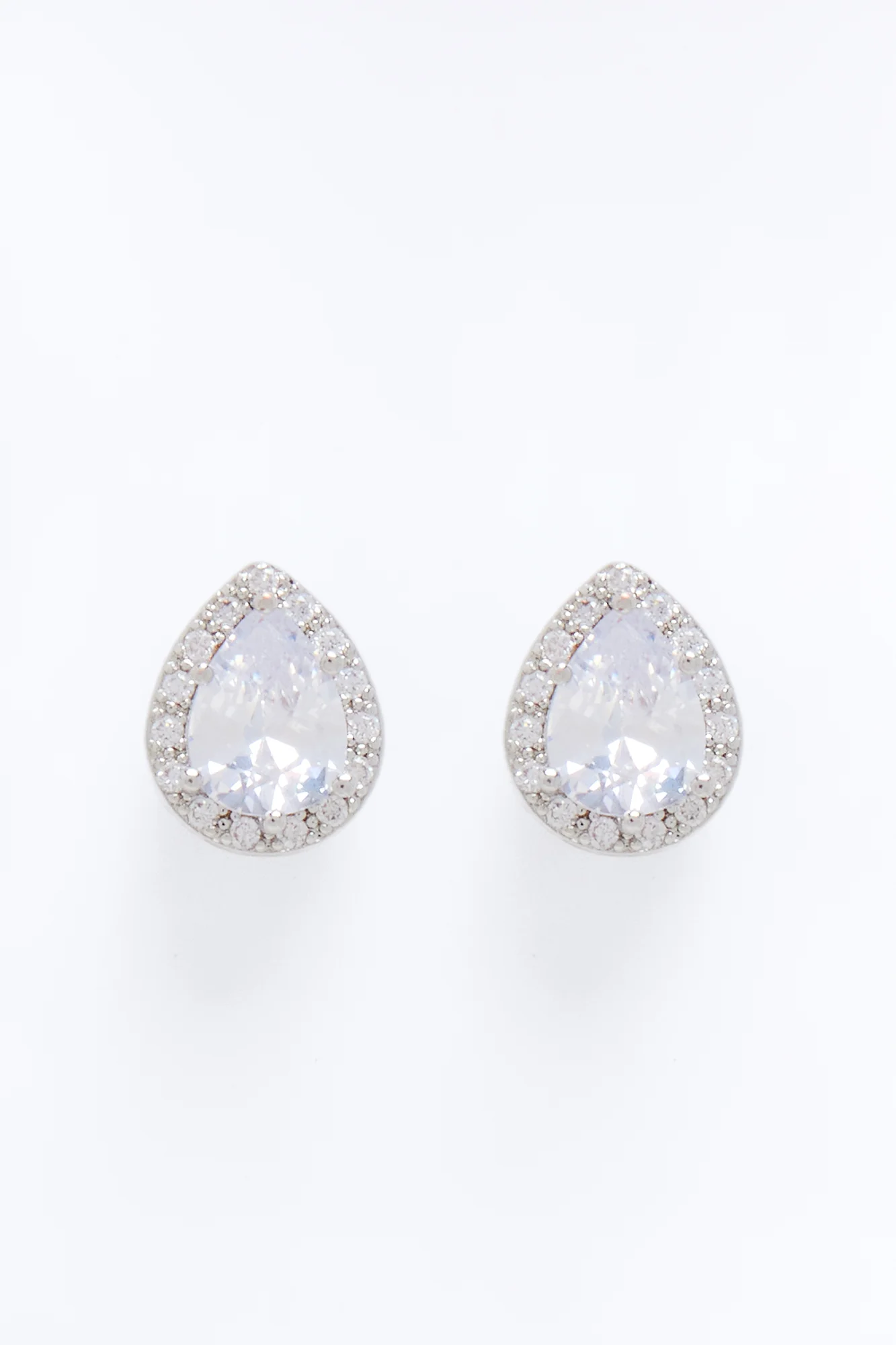 Cubic Zirconia Radiant Tear Drop Earrings - Silver