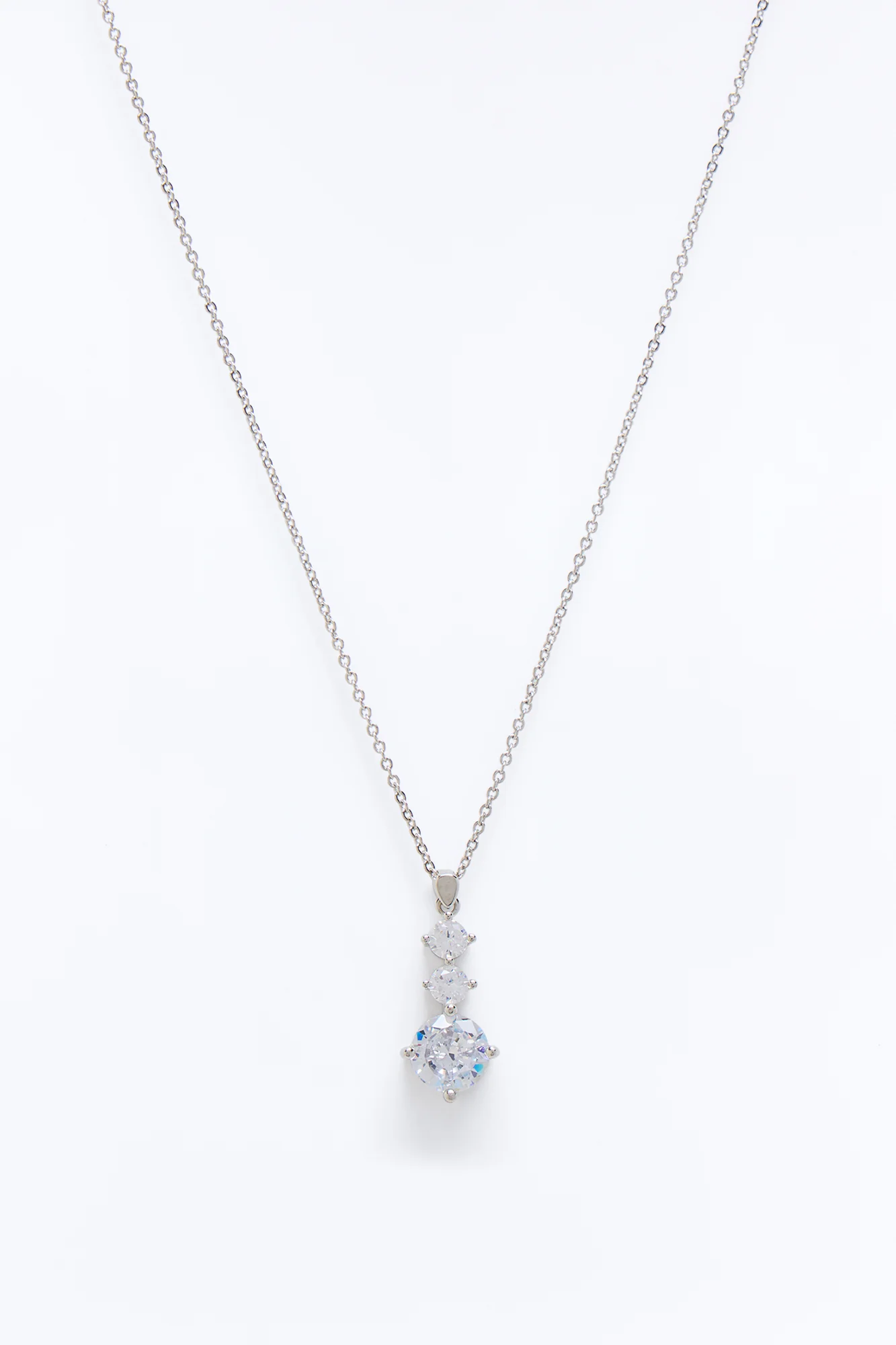Cubic Zirconia Top Tier Necklace - Silver