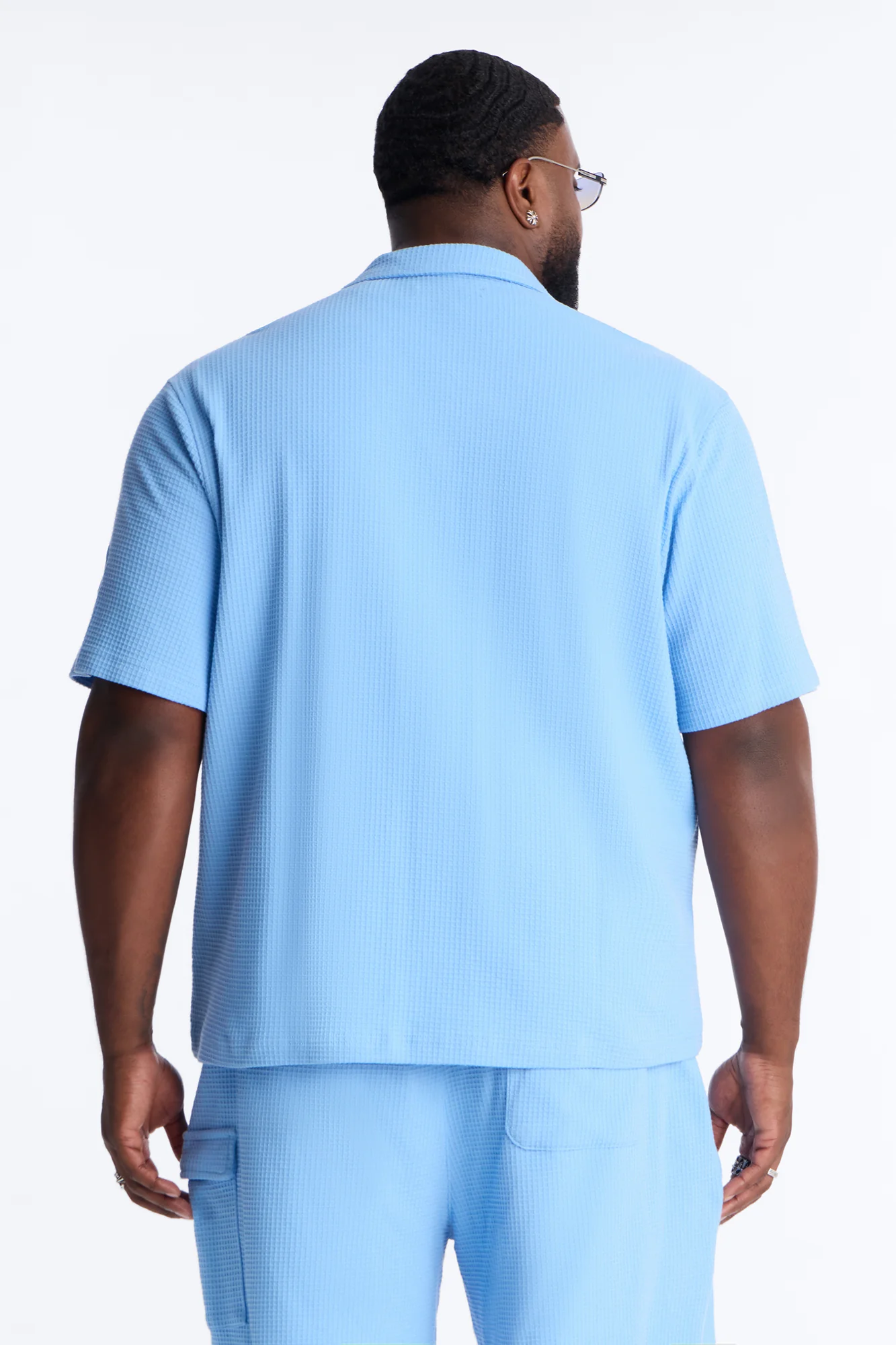 Culver City Waffle Knit Button Up - Light Blue - Image 6