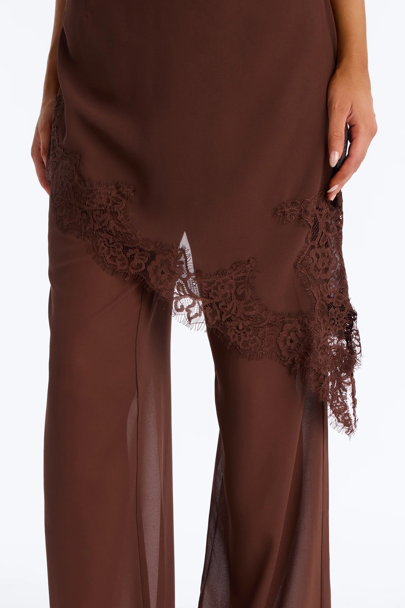 Current Mood Chiffon Halter Pant Set - Brown - Image 4