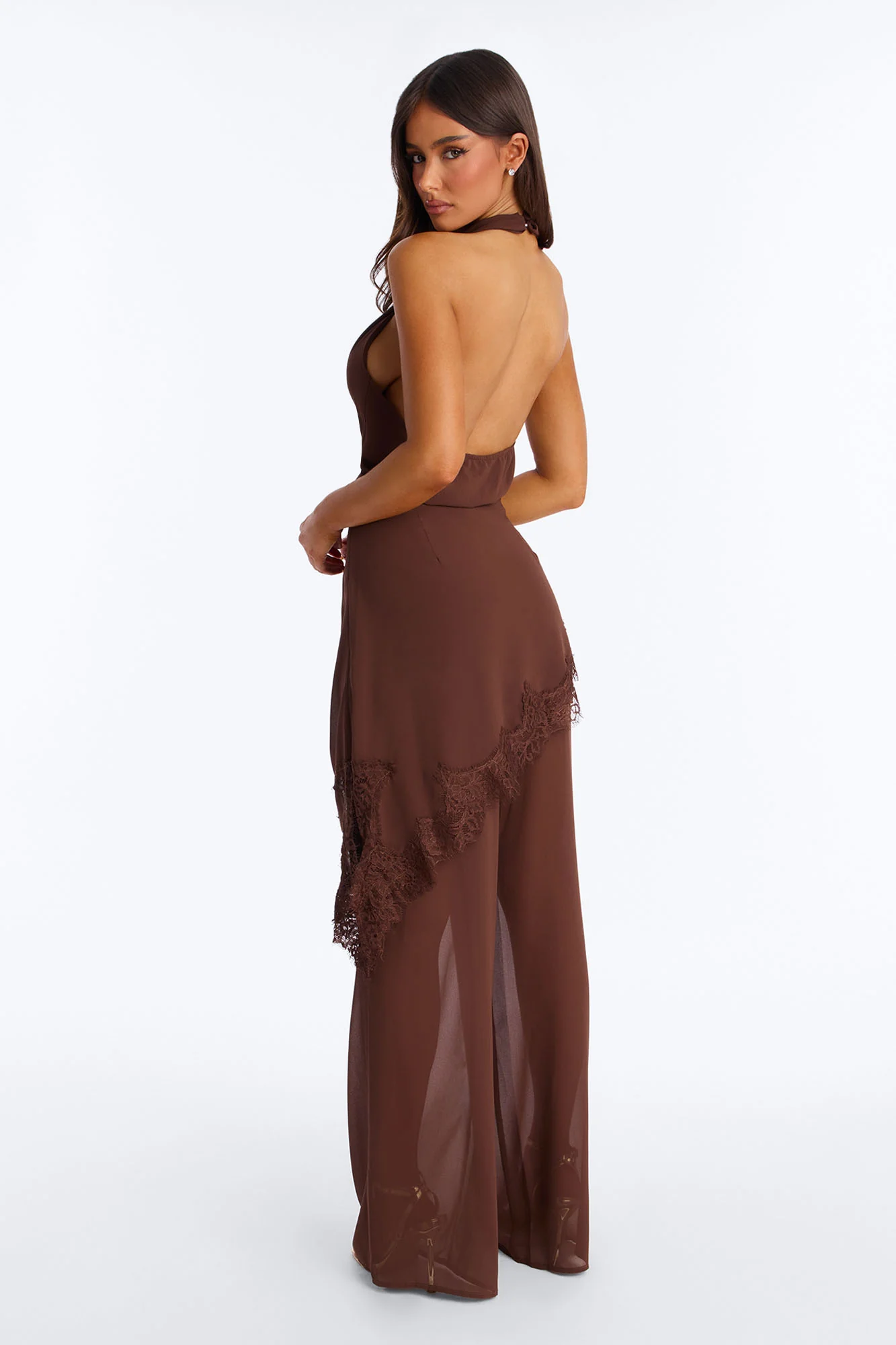 Current Mood Chiffon Halter Pant Set - Brown - Image 5
