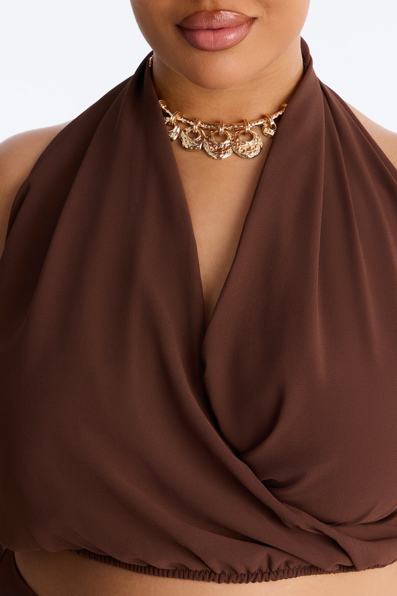 Current Mood Chiffon Halter Pant Set - Brown - Image 8