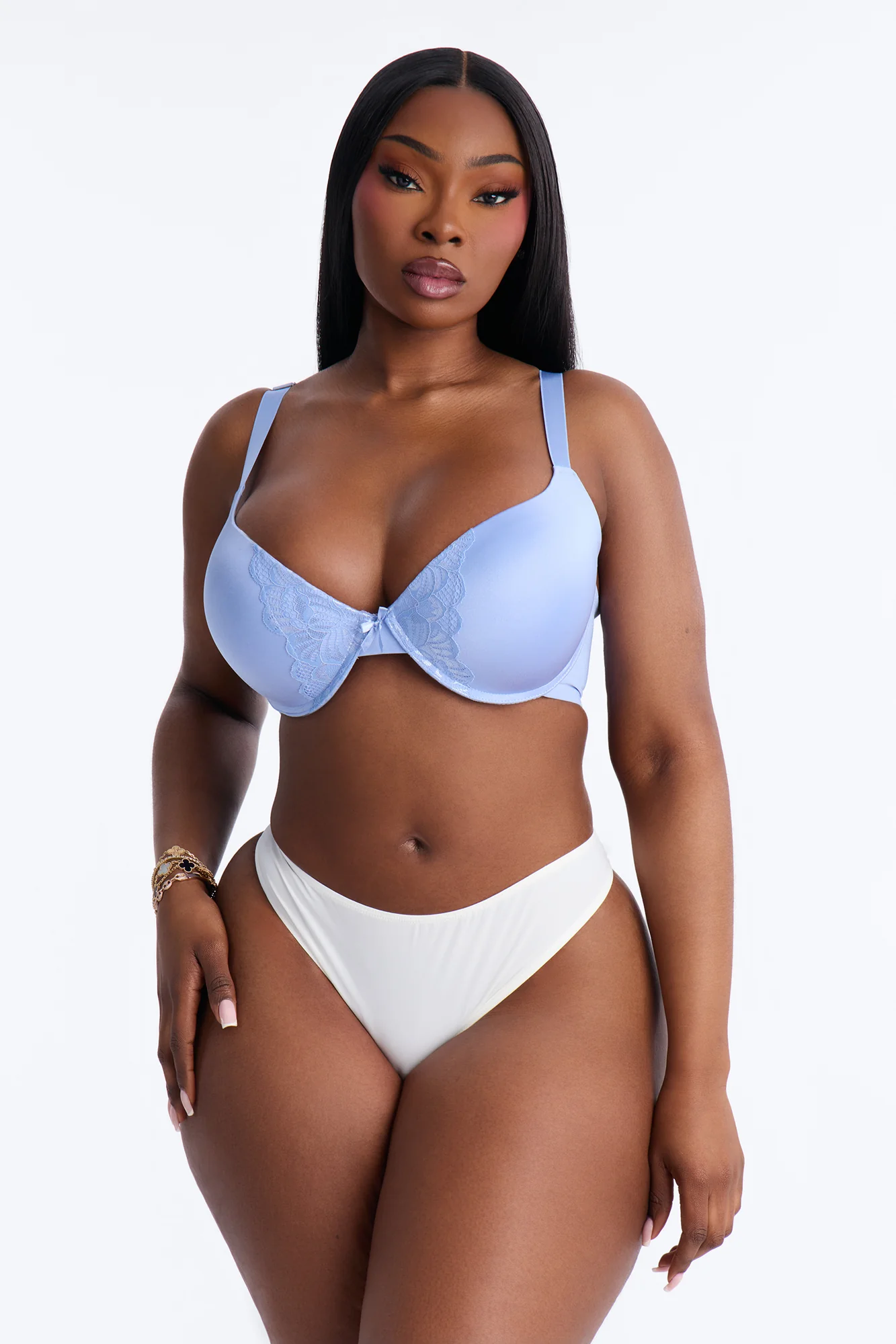 Cute and Lacey Shine Push Up Demi Bra - Blue - Image 5