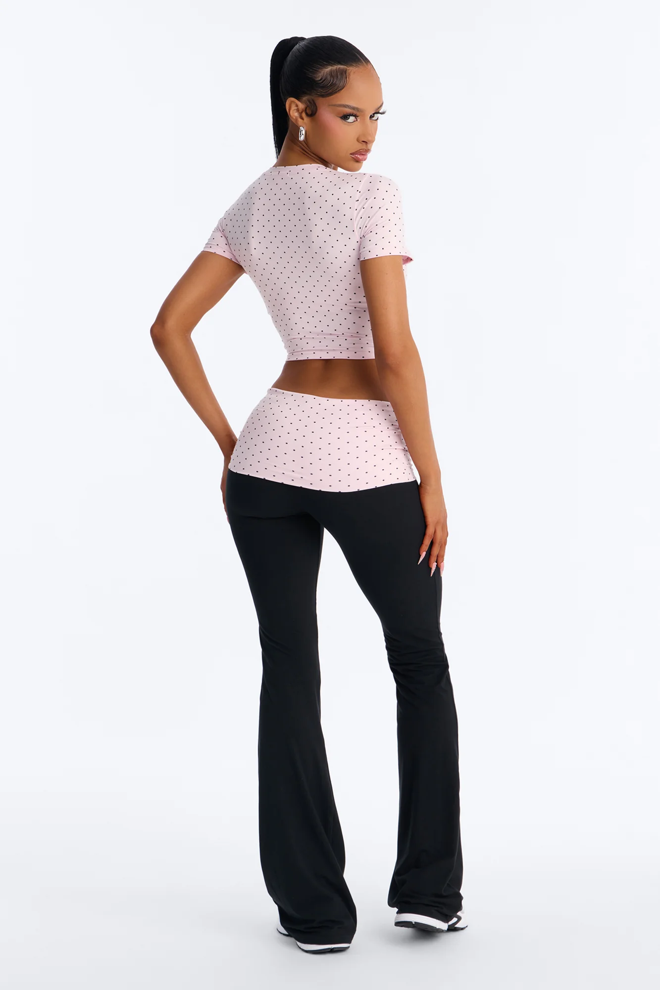 Cute N Casual Polka Dot Flare Legging Set - Pink/combo - Image 3