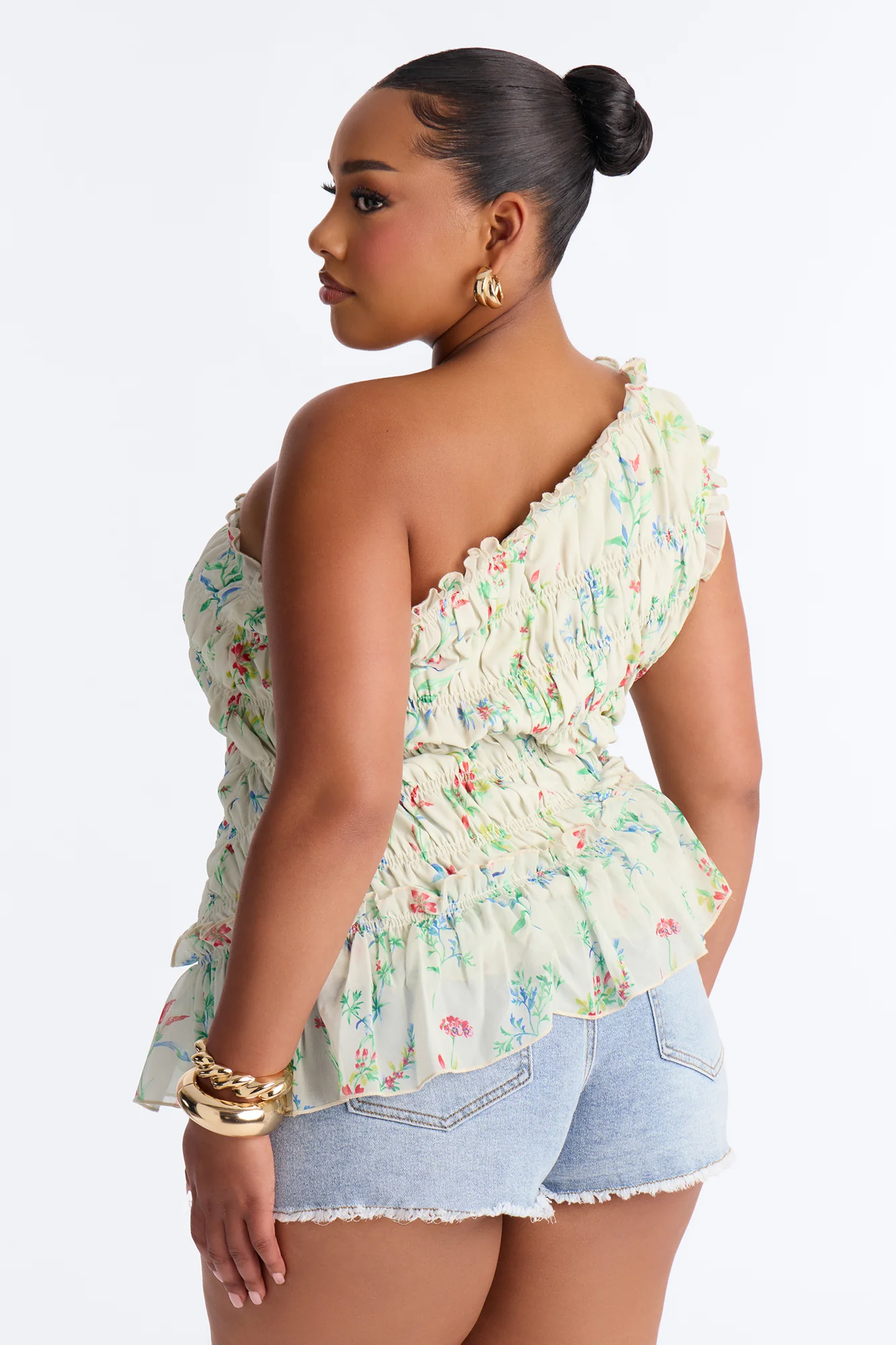 Cutie On Duty Floral Chiffon Ruffle Top - Multi Color - Image 7