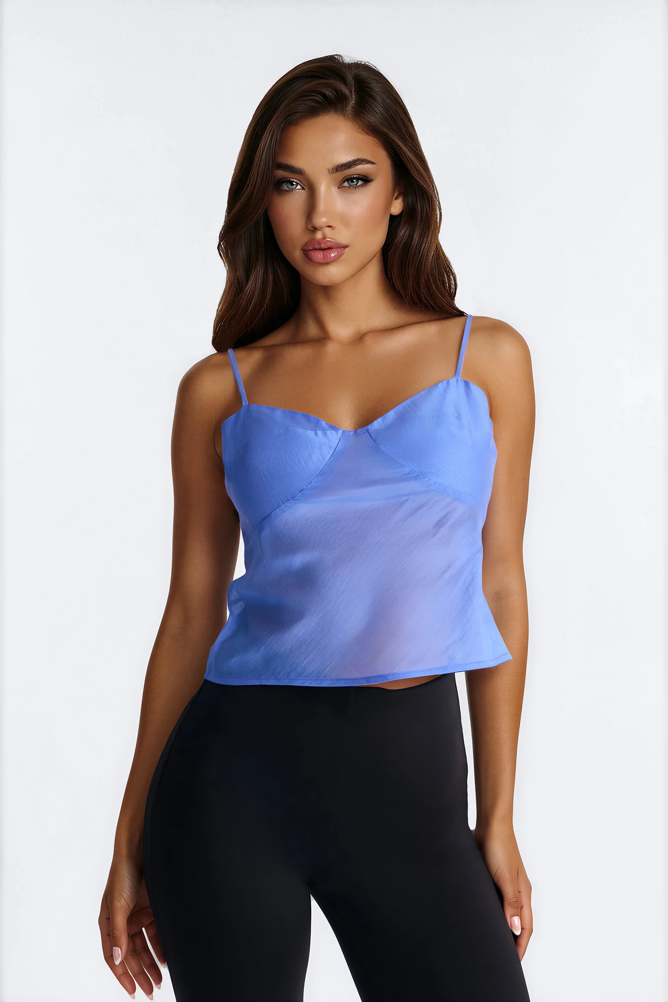 Cutie On the Loose Organza Cami Top - Periwinkle